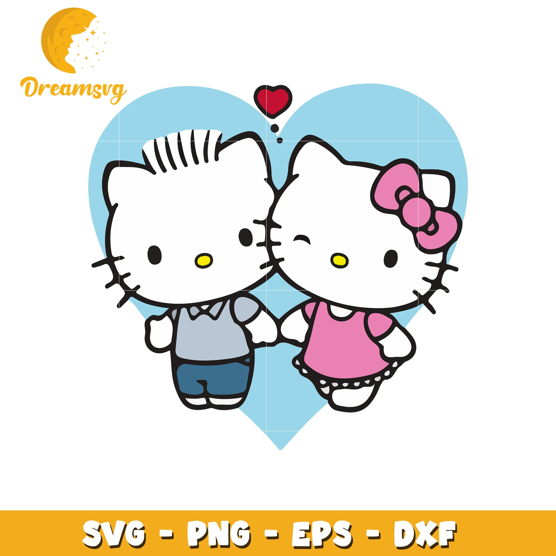 Couple Hello Kitty SVG Cute Love Design for Crafts and More