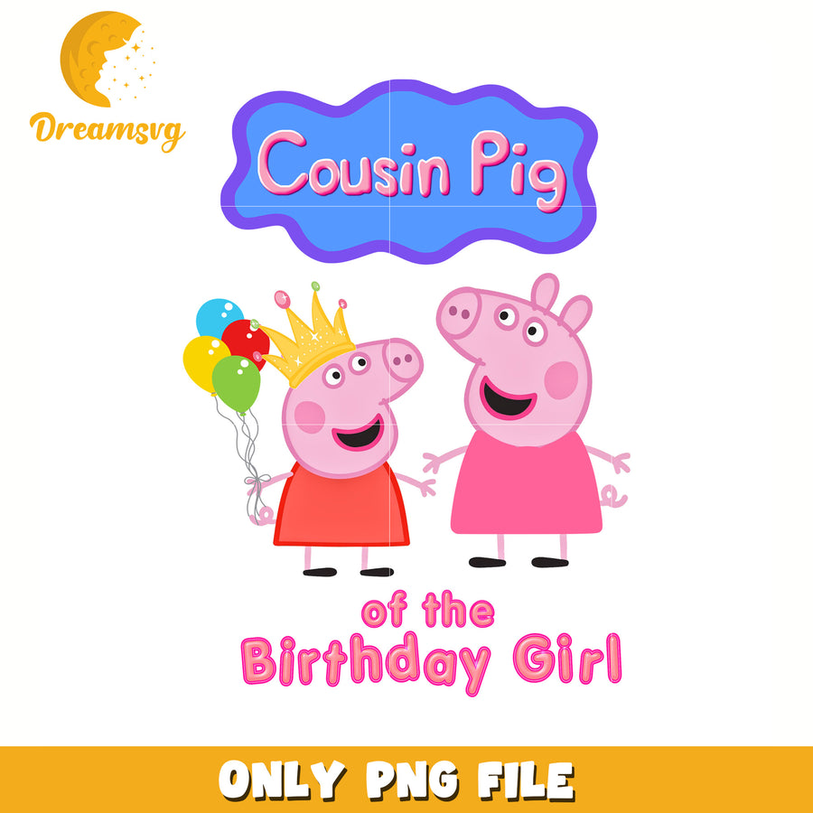 Cousin pig of the birthday girl png, peppa pig cartoon png, peppa pig png