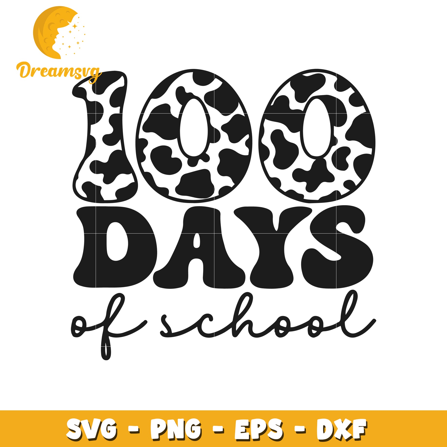 Cow Print 100 Days of School SVG