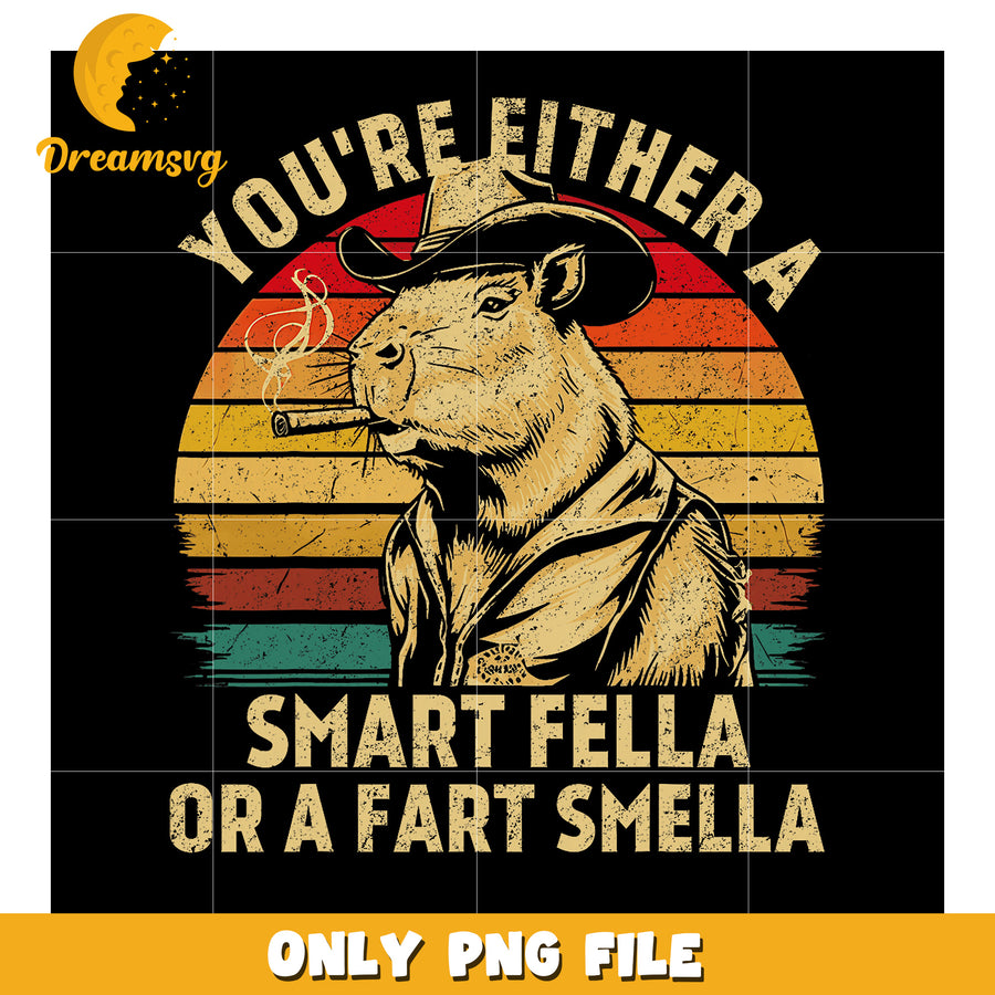 Cowboy Capybara PNG Smart Fella or Fart Smella