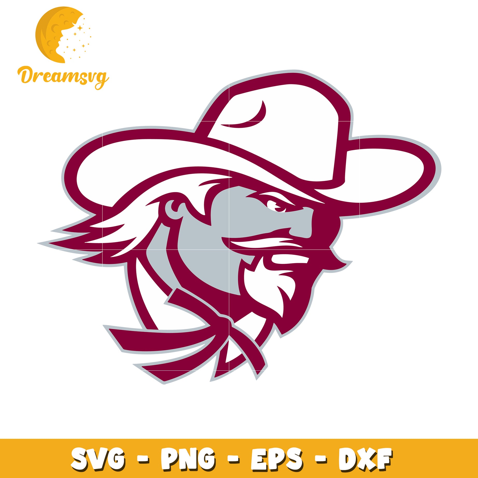 Cowboy Head SVG PNG EPS DXF Cut File