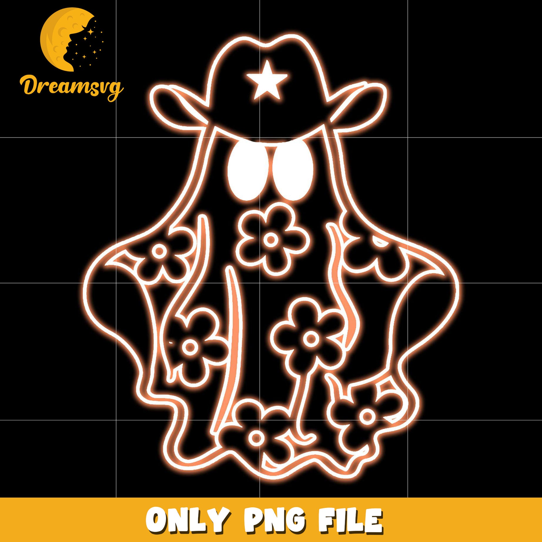 Cowboy ghosts neon png, spooky season​ png, halloween pumpkin png
