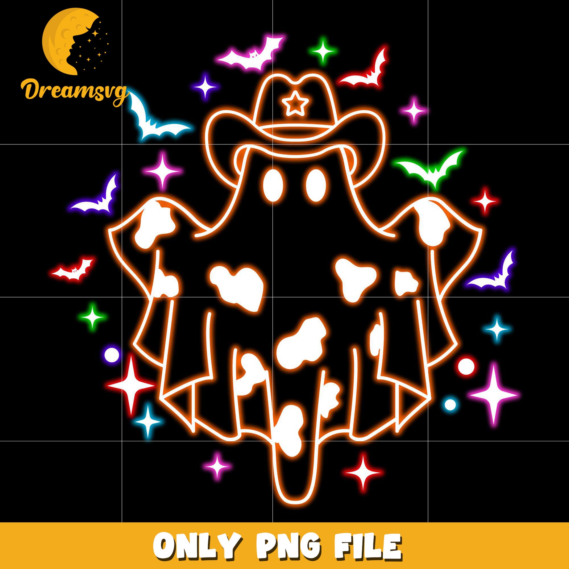 Cowboy ghoul neon png, spooky autumn​ png, trick or treat png
