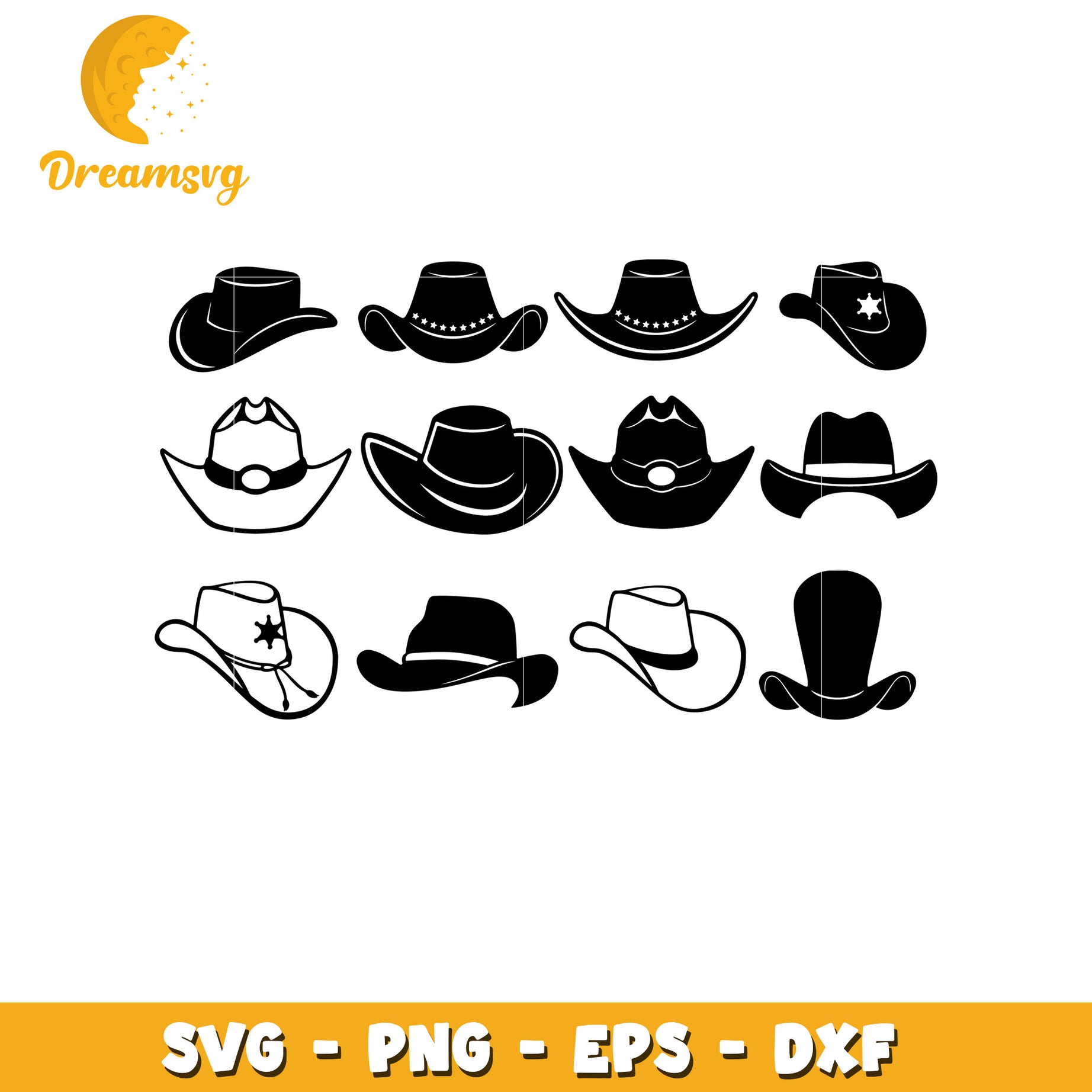 List of Cowboy hats design bundle svg, vintage cowboy hat svg