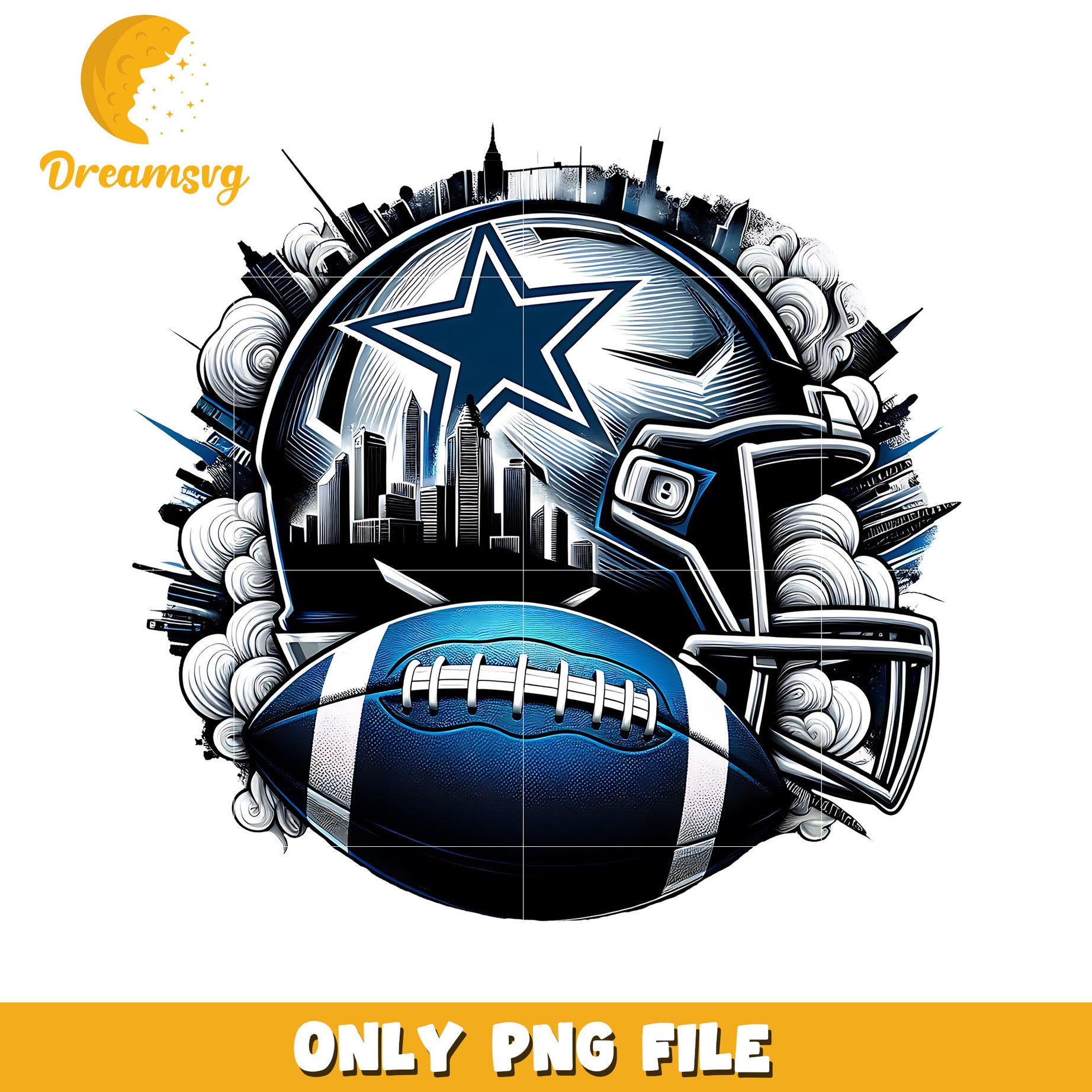 Cowboys helmet and ball png, nfl mvp png, nfl helmet png