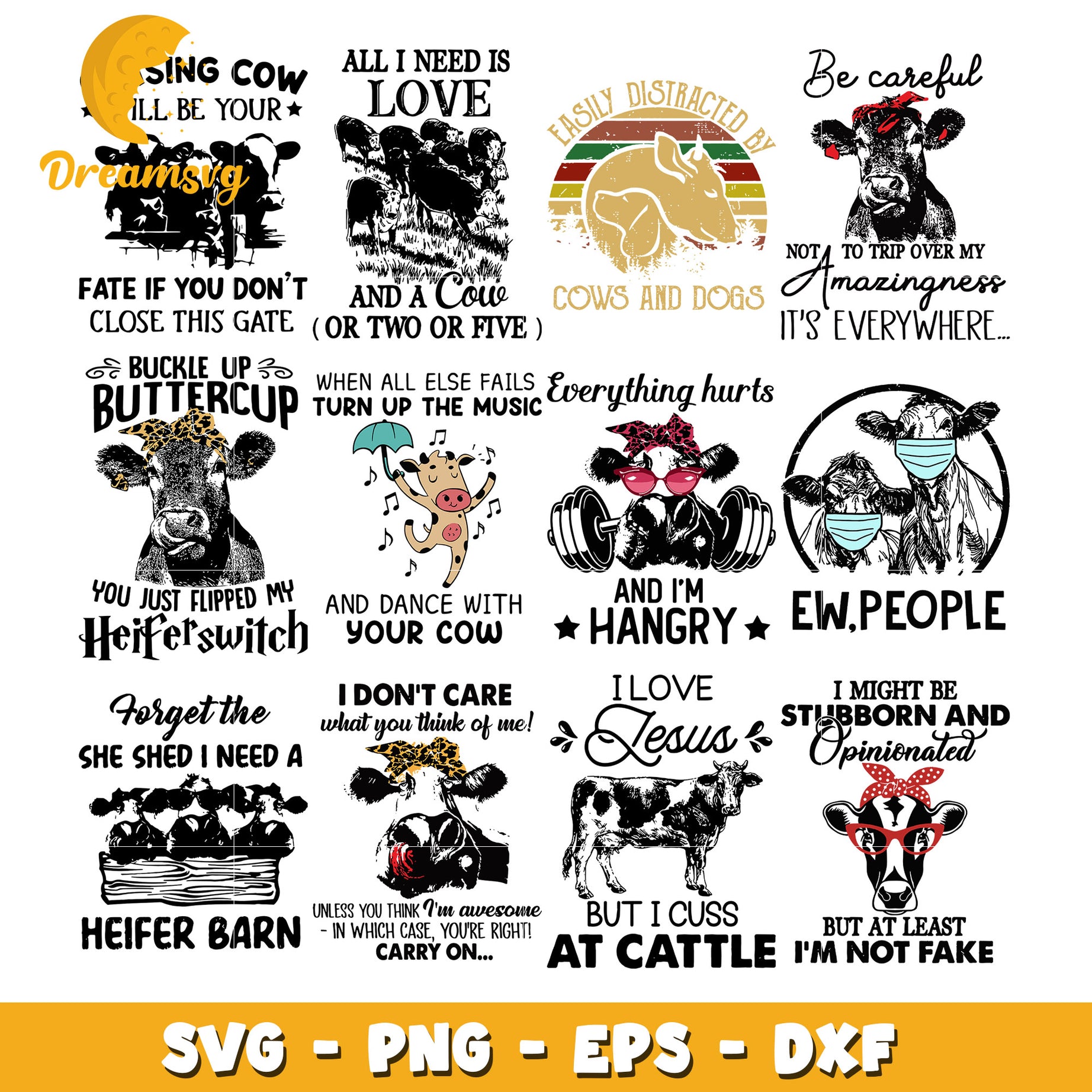 All I need is love and a cow bundle svg, I love jesus svg