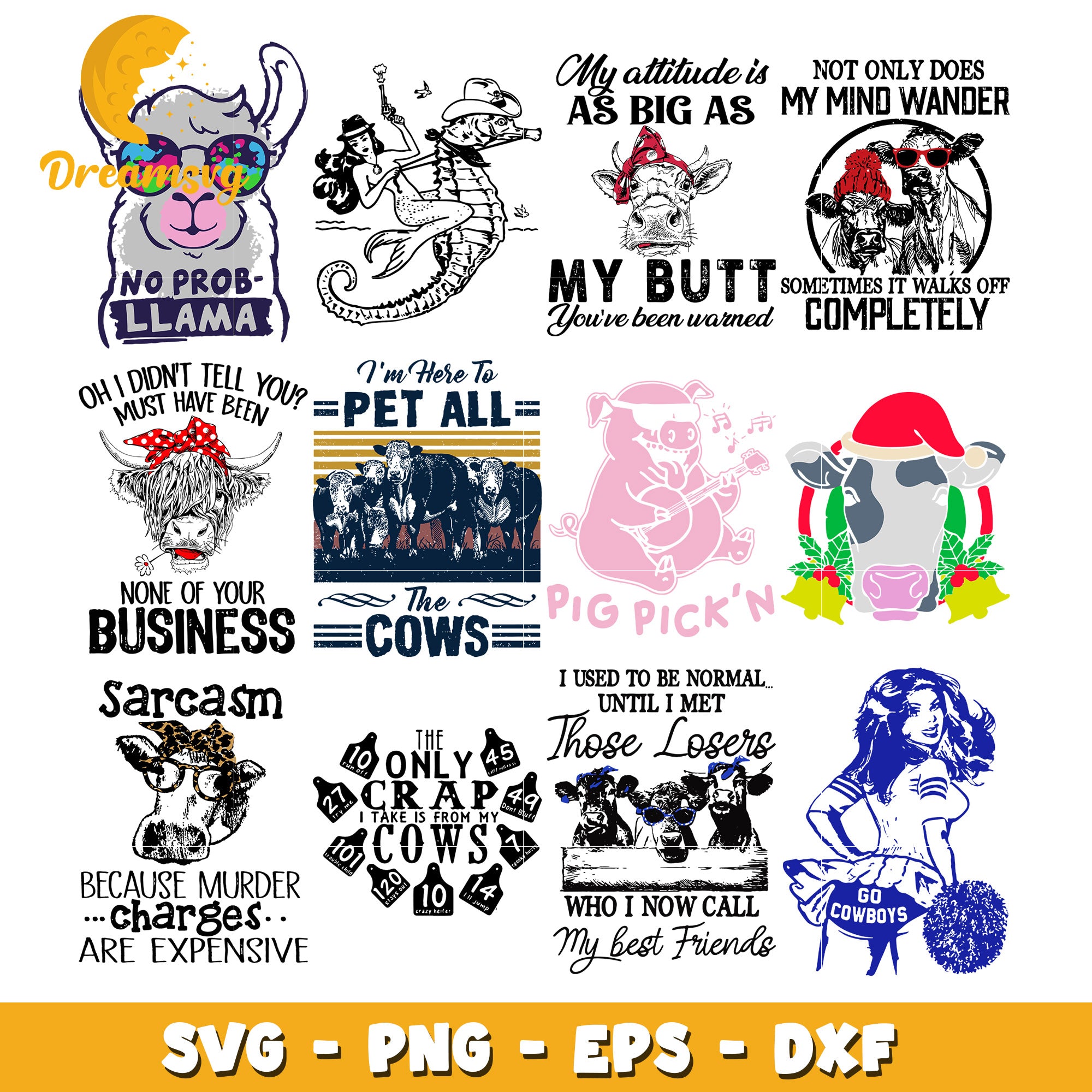 I'm here to pet all the cows bundle svg, the cows svg