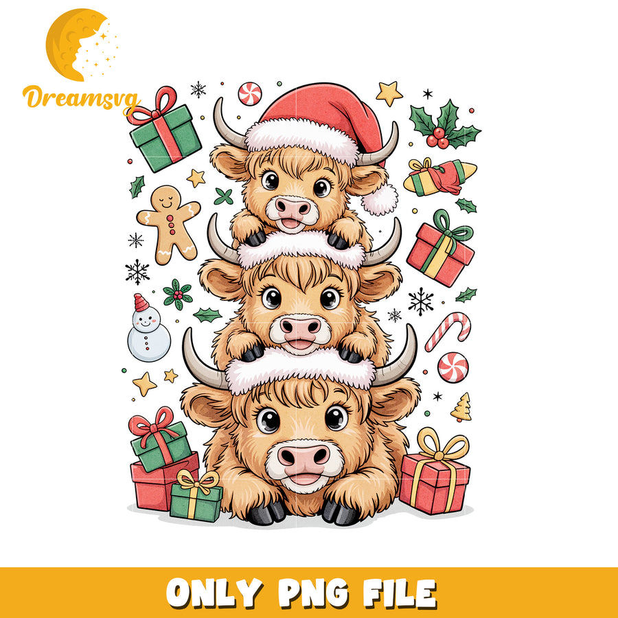 Cow design png, christmas pajamas​ png, winter png