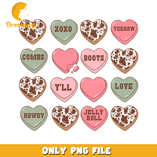 Cowgirl Valentine PNG Hearts