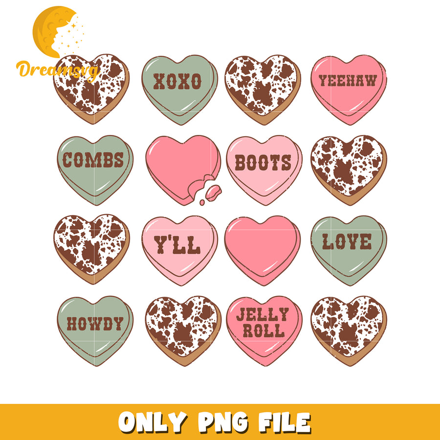 Cowgirl Valentine PNG Hearts