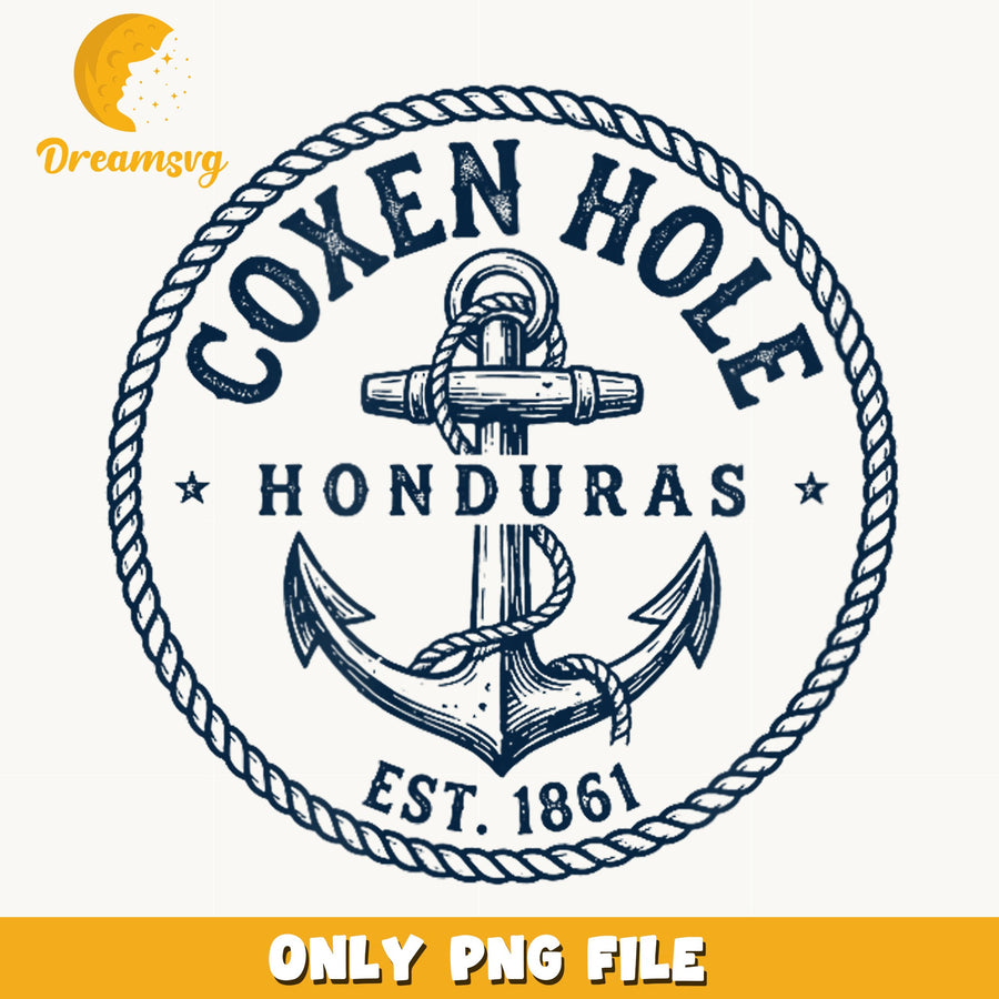 Coxen Hole Honduras Anchor PNG, Nautical Rope Badge, Travel PNG