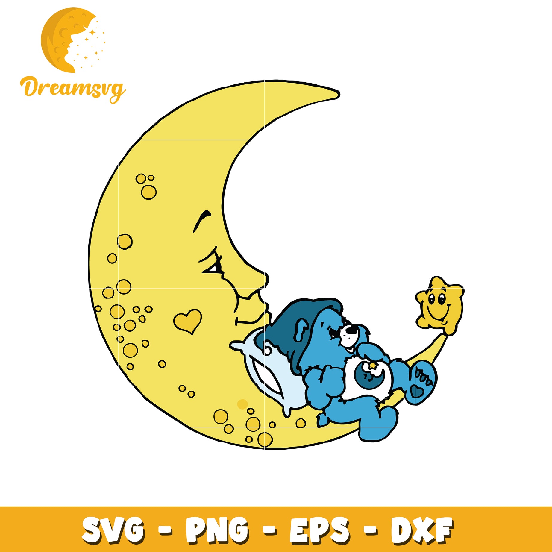 Cozy Moon Bear SVG Design for Kids Room Nursery Decor File
