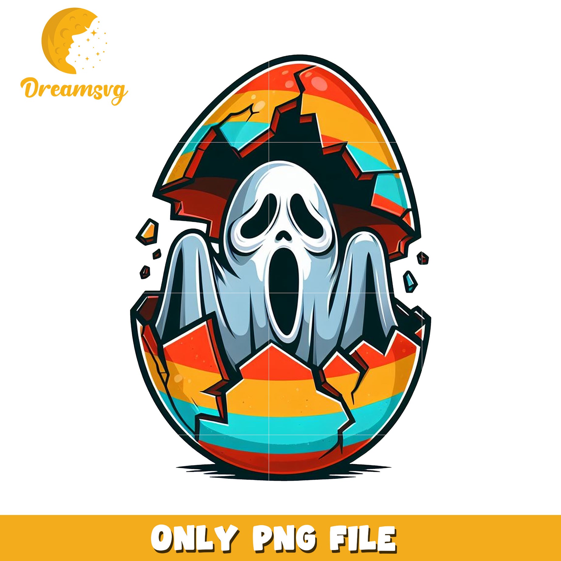 Cracked Egg Ghost PNG Graphic