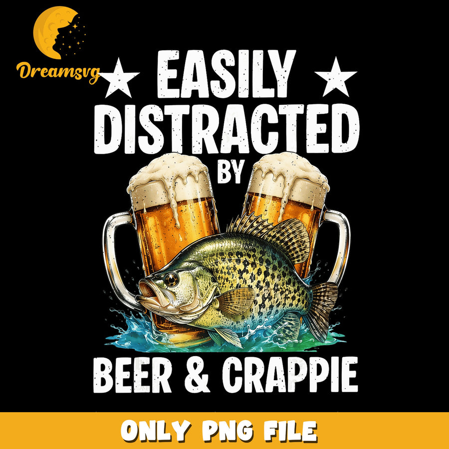 Crappie And Beer PNG, Fishing Fun, Easily Distracted
