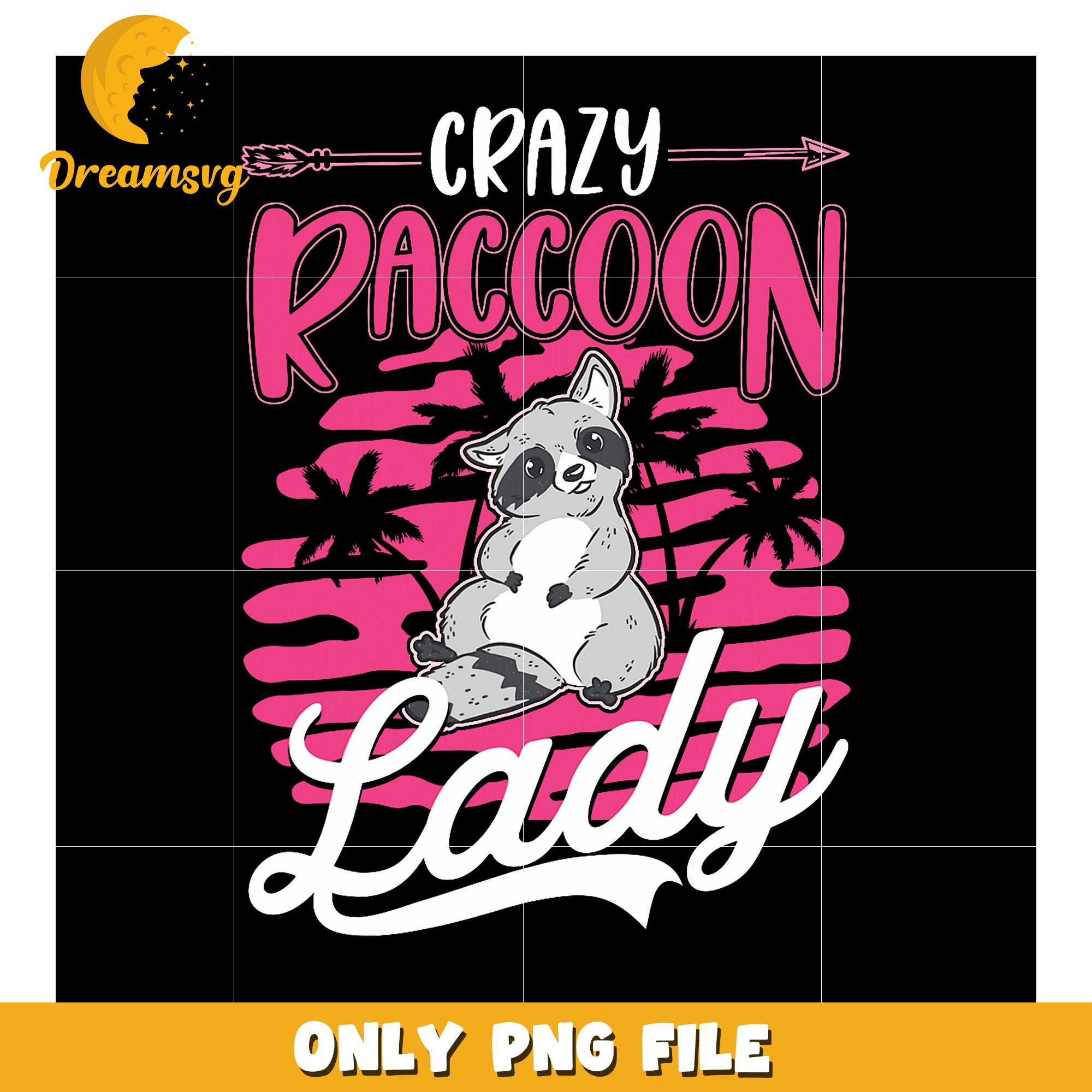 Crazy Raccoon Lady PNG Design