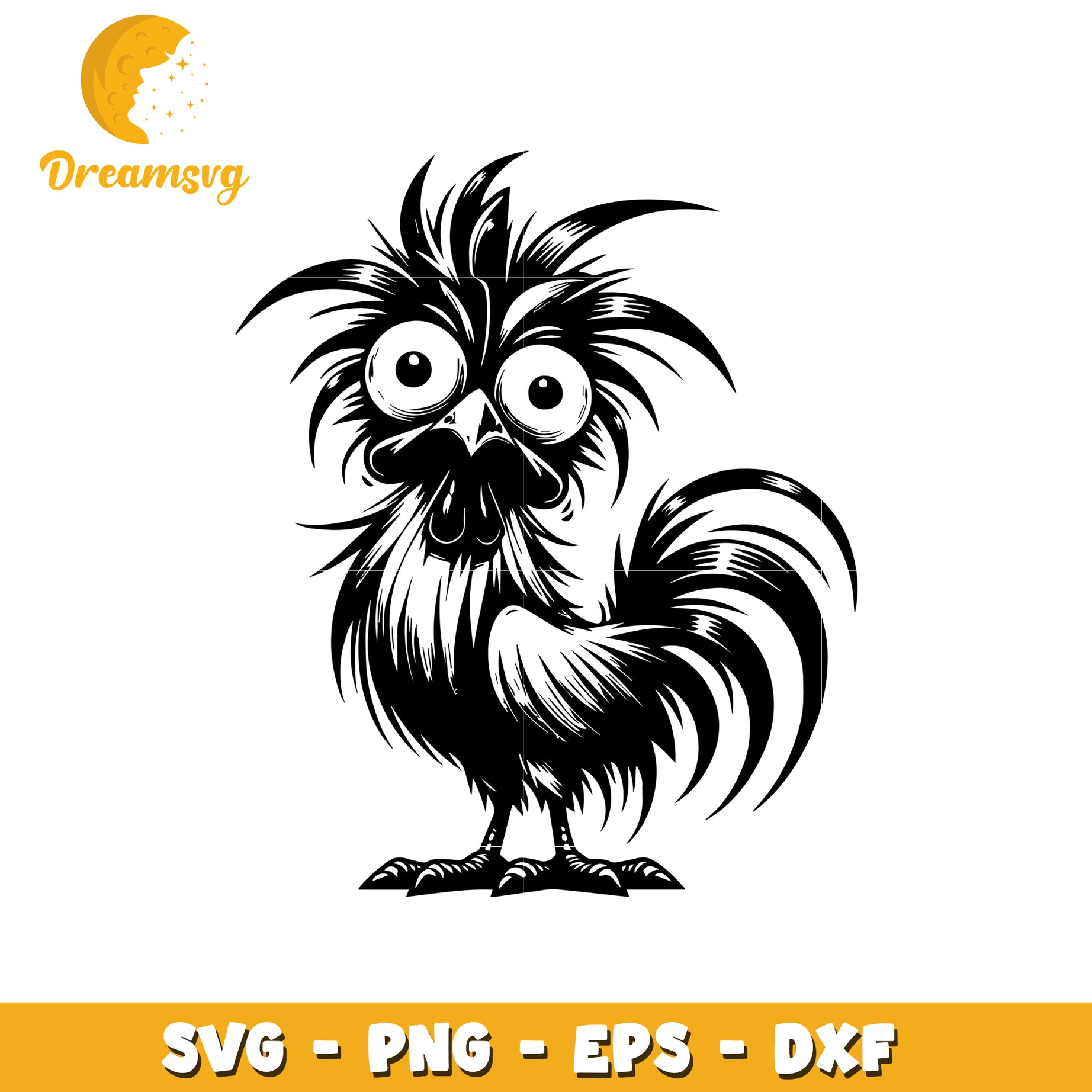 Crazy Rooster SVG Cut File PNG EPS DXF