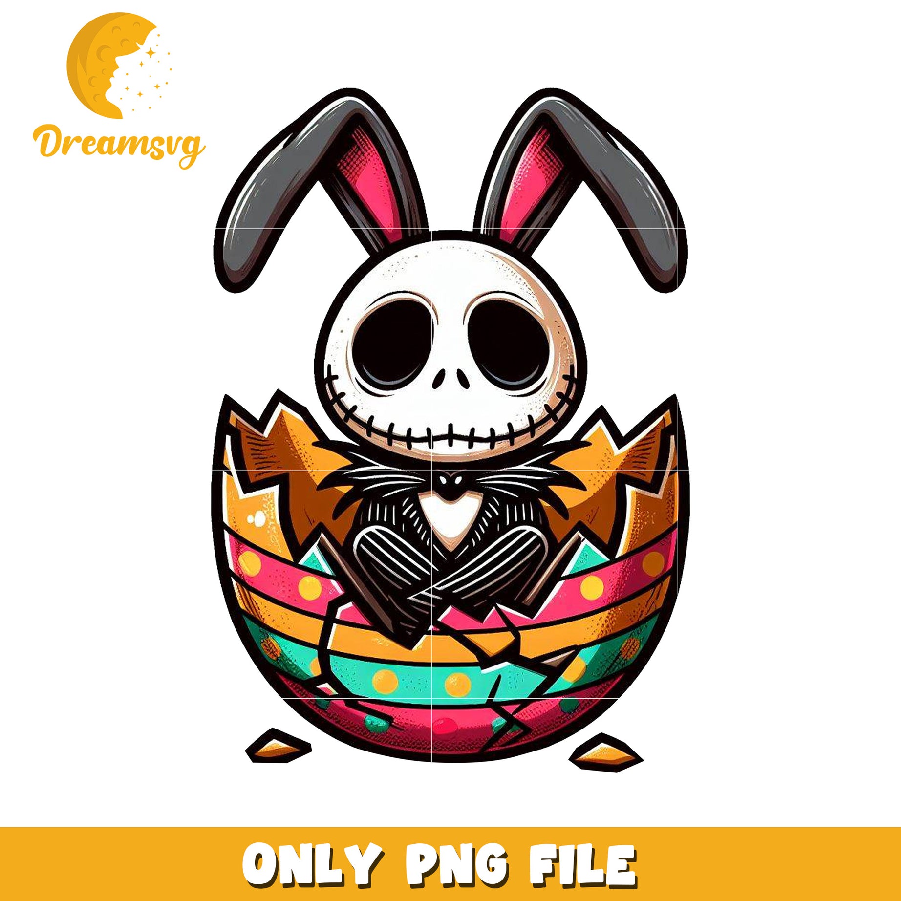 Creative Bunny Skull in Colorful Egg PNG Graphic Design
