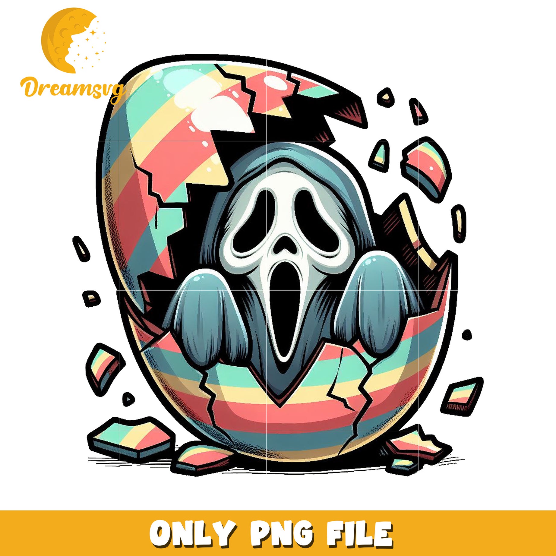 Creative Ghost in Egg PNG Graphic for Downloads and Prints