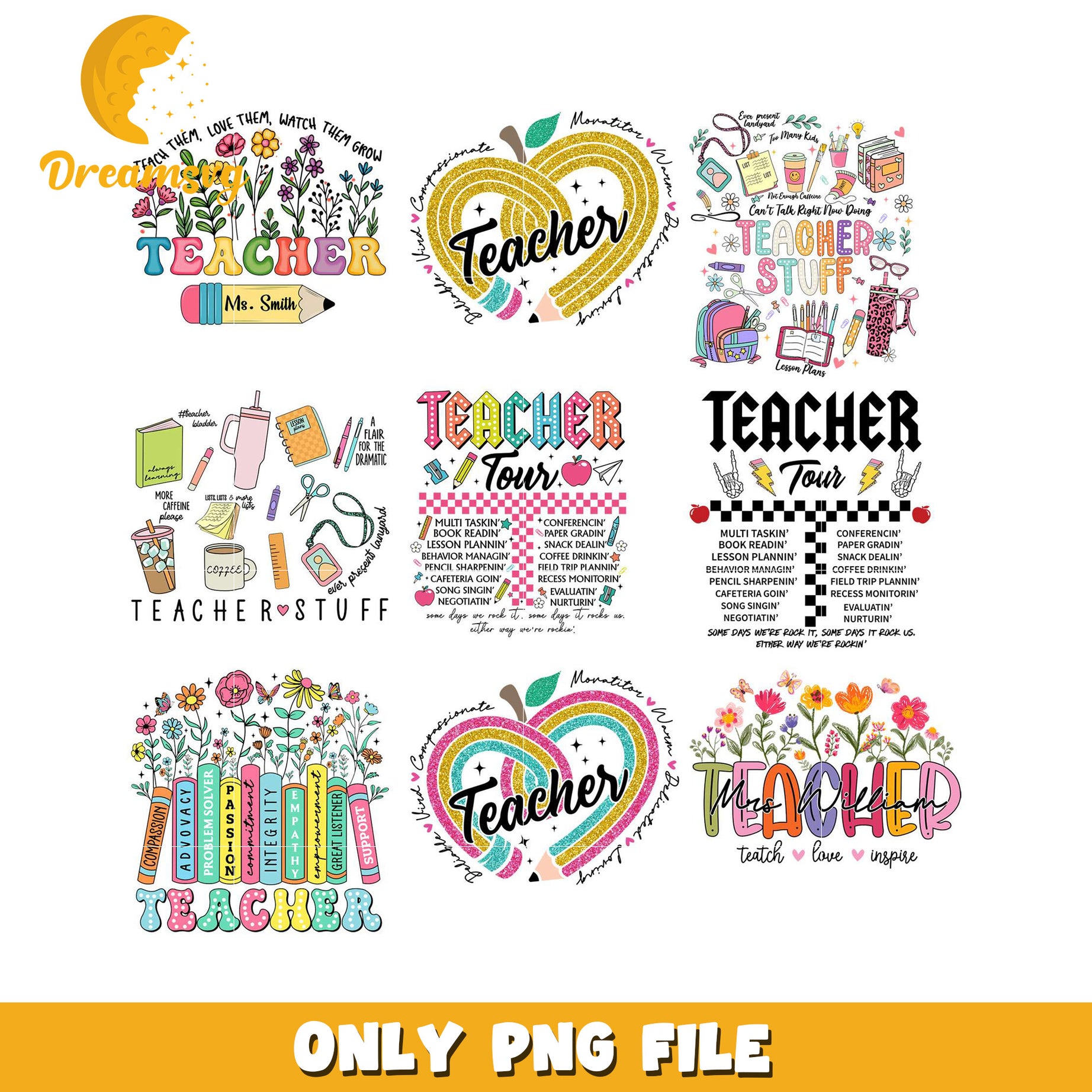 Creative Teacher Bundle PNG Files for Education Projects