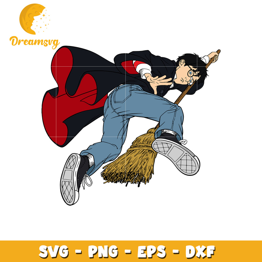Creative Wizard Riding Broomstick SVG Graphic Design File
