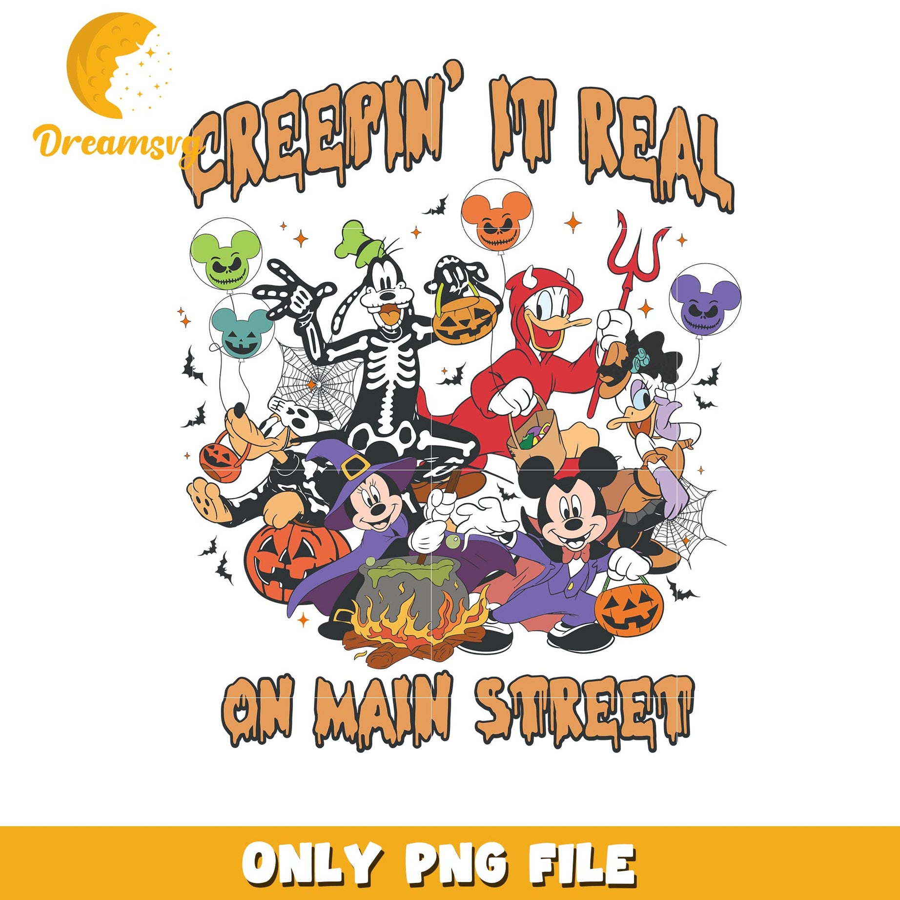 Creepin' it real png, Disney halloween friends png, Disney cartoon characters png