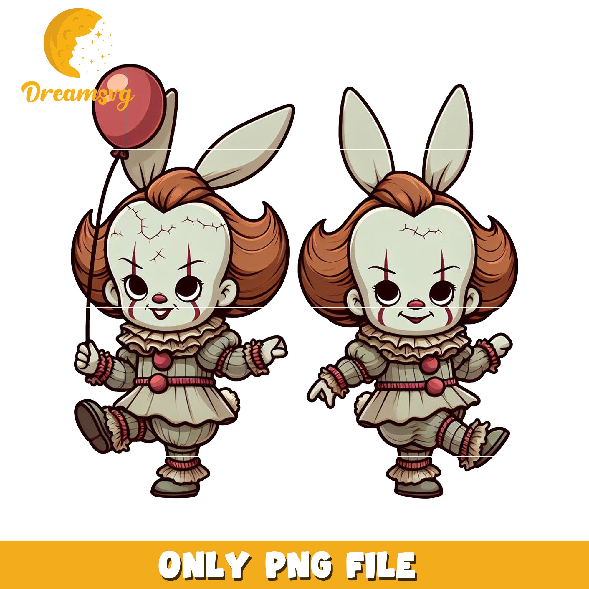 Creepy Clown Bunny PNG Clipart for Digital Downloads