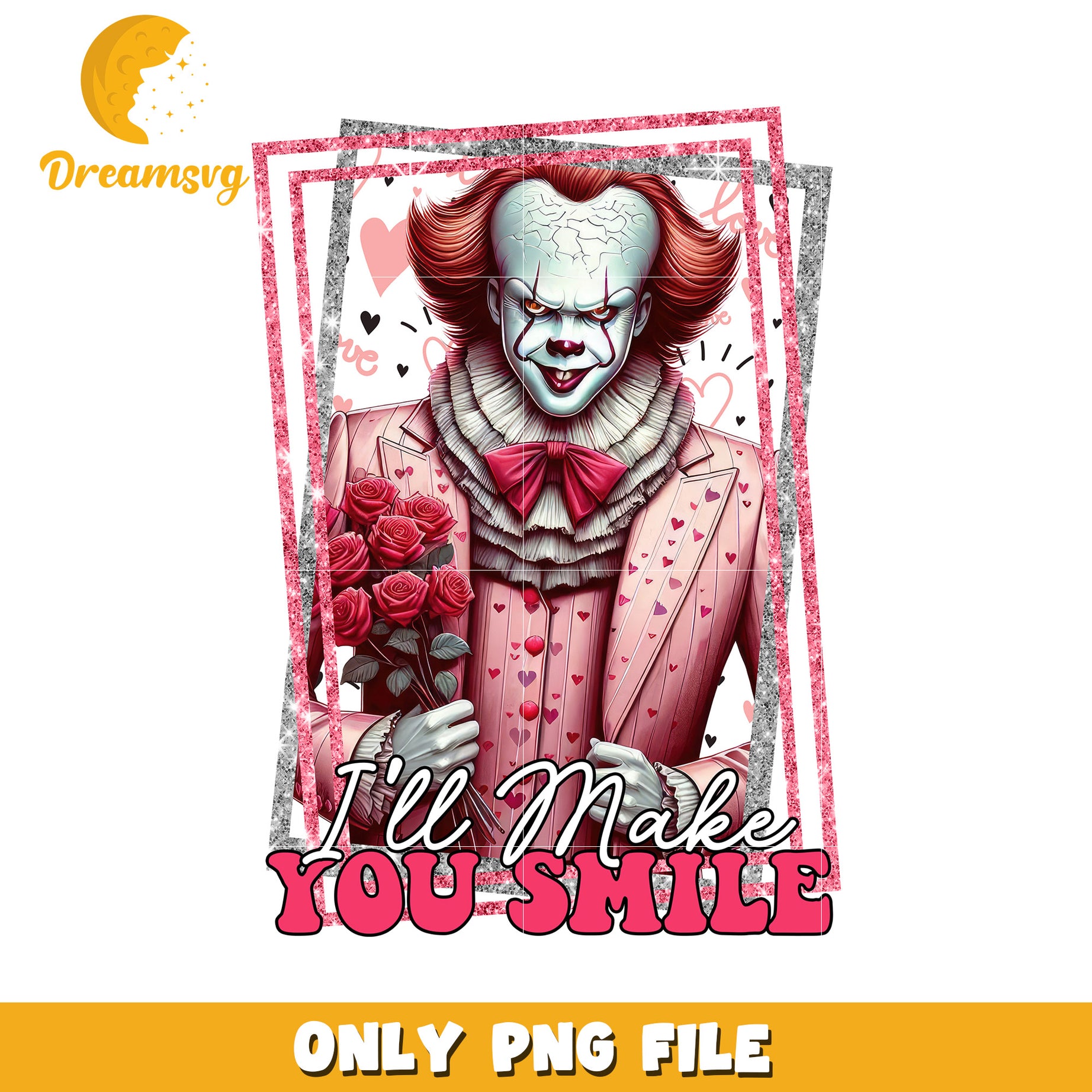 Creepy Clown I'll Make You Smile PNG Graphic Design Art