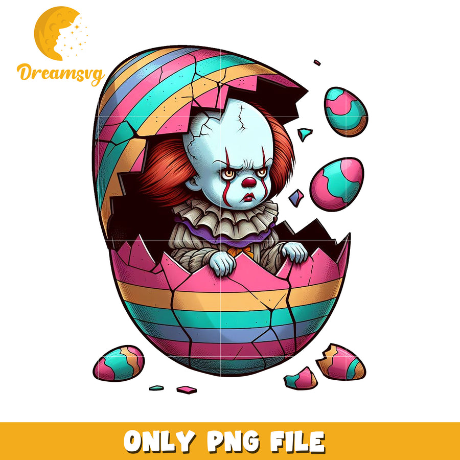 Creepy Clown in Colorful Egg PNG Fantasy Artwork Download