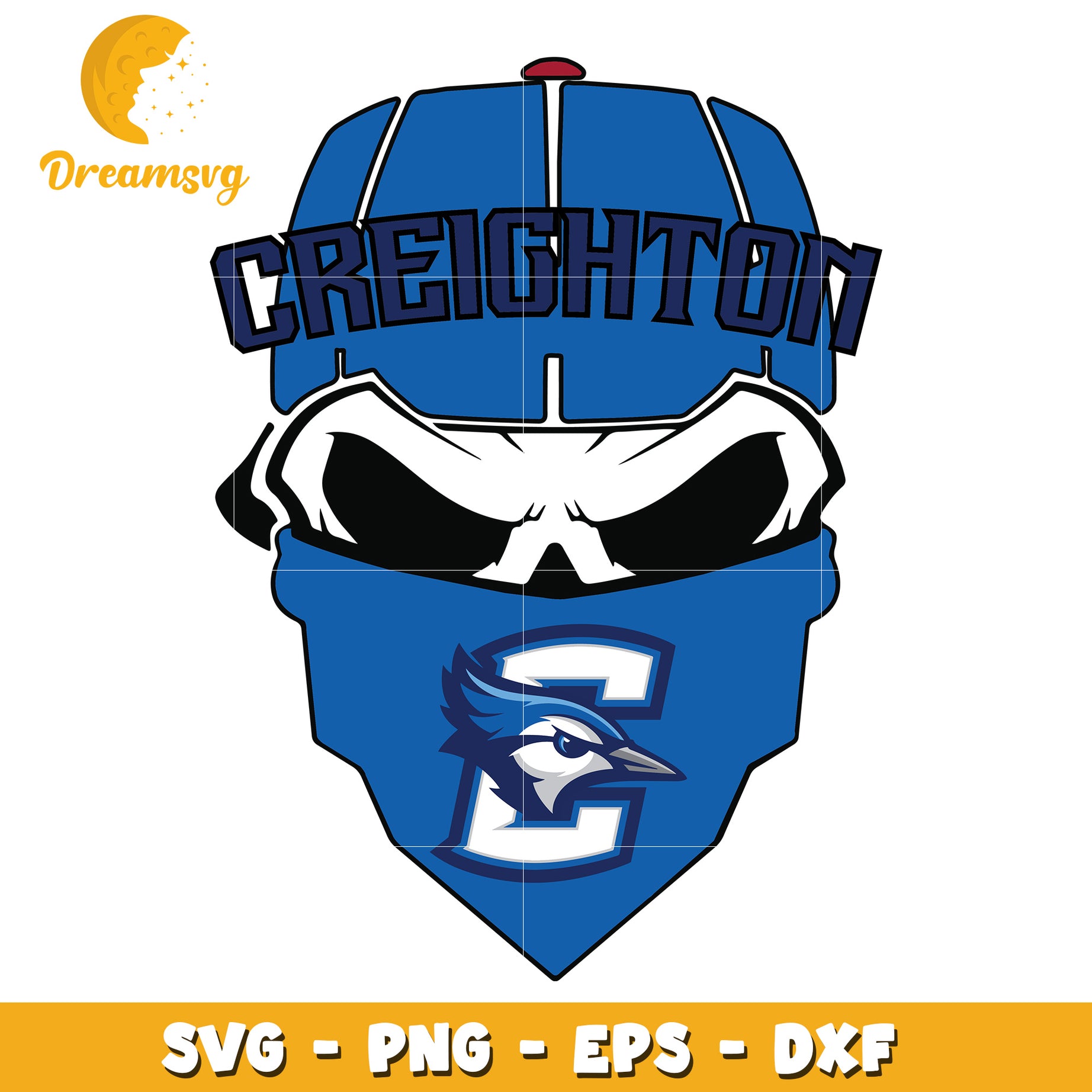 Creighton Blue Jays Skull SVG PNG EPS DXF