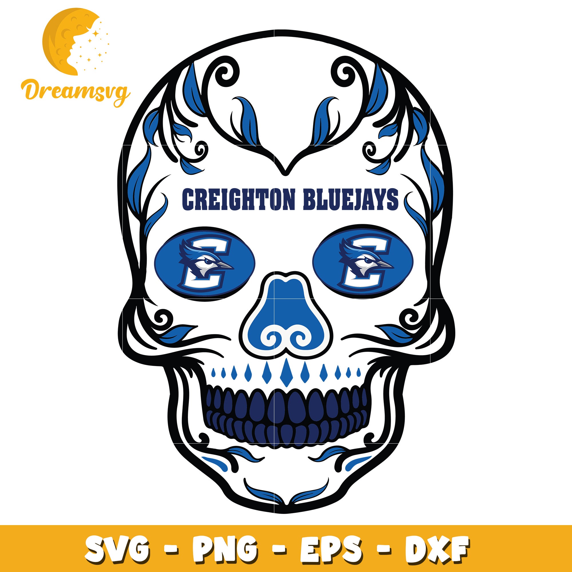 Creighton Bluejays Sugar Skull SVG