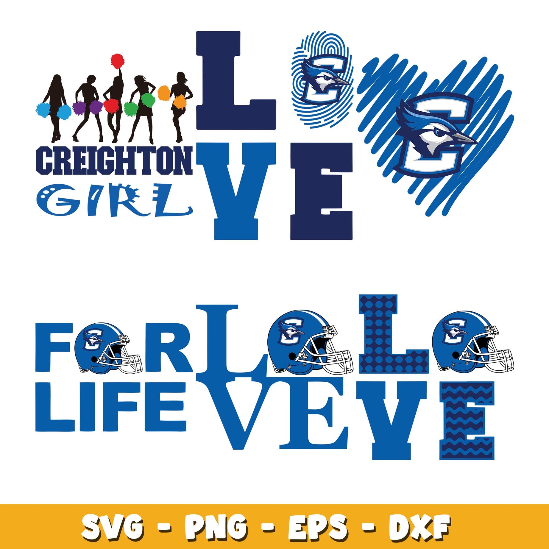 Creighton Bluejays  Love Bundle svg, Creighton Bluejays logo svg, ncaa svg  