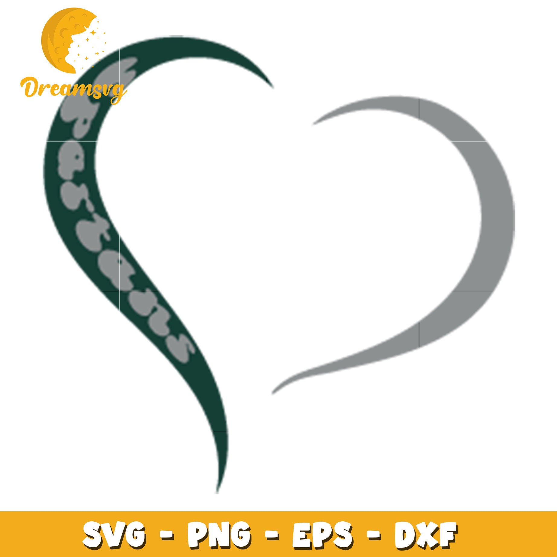 Crescent Moon Heart SVG PNG EPS DXF