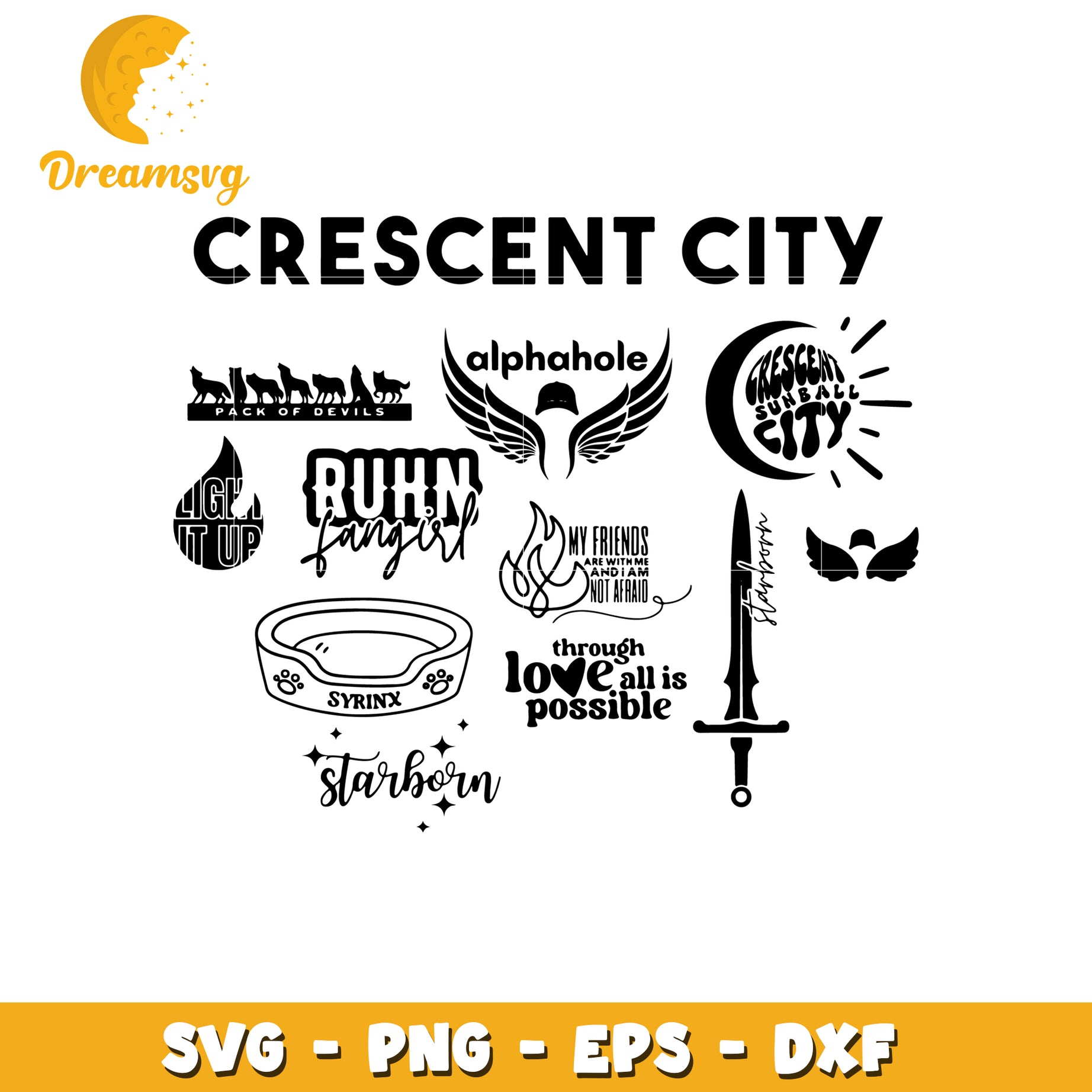 Crescent city bundle svg, book lover svg, reading book svg