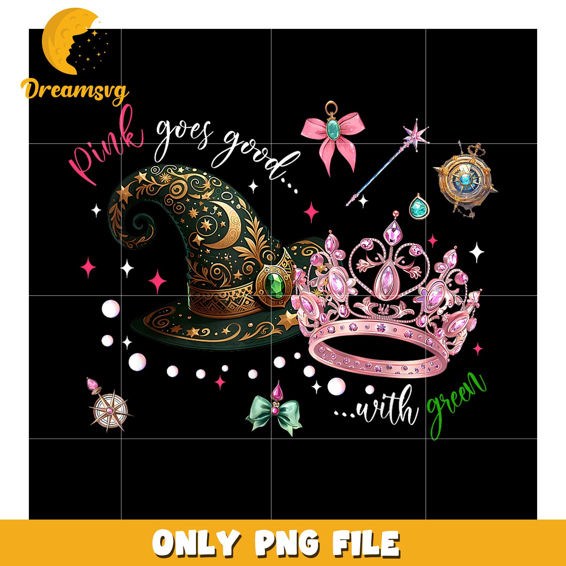 Crown and witch hat png, movie hype png, wicked friends png