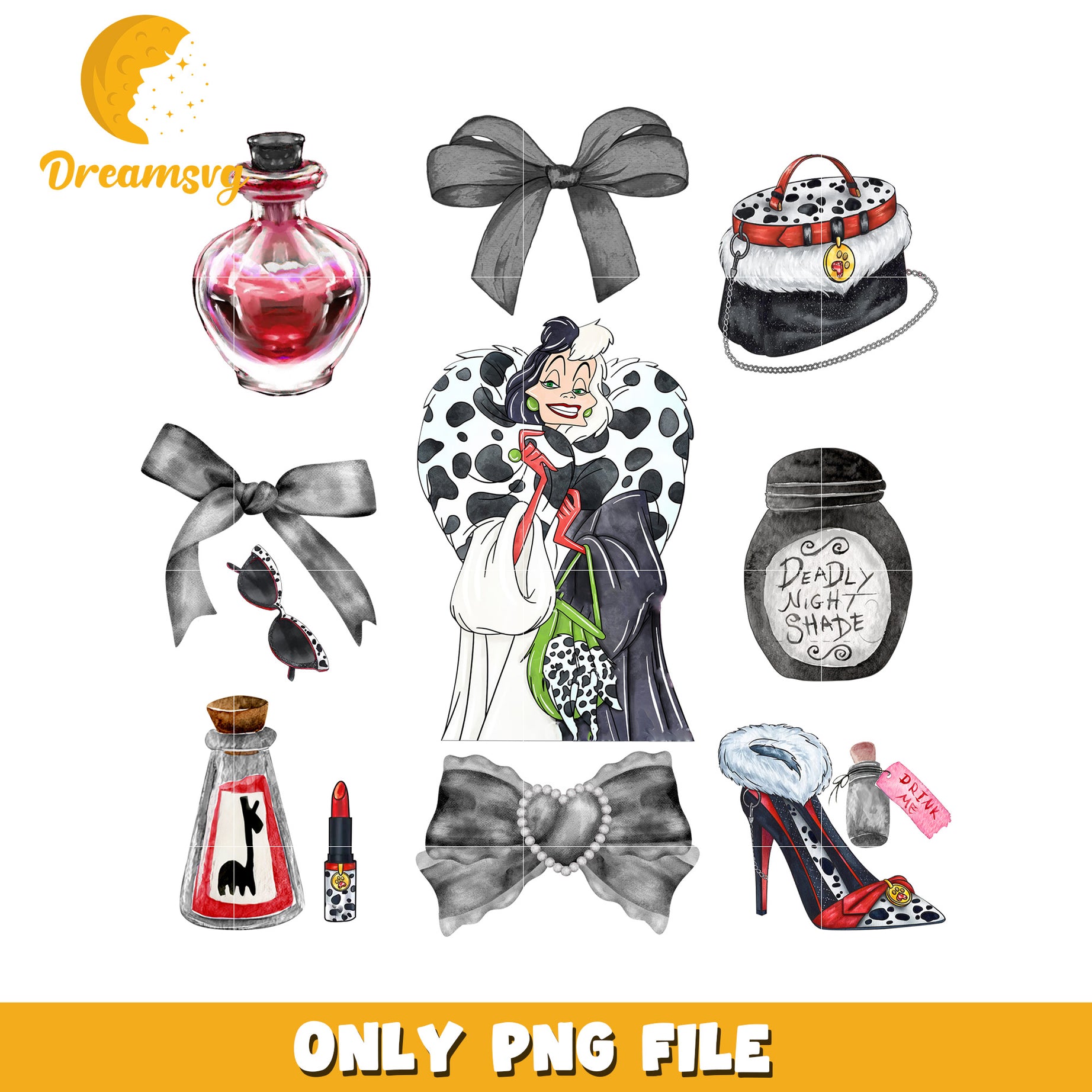 Cruella PNG Clipart Set