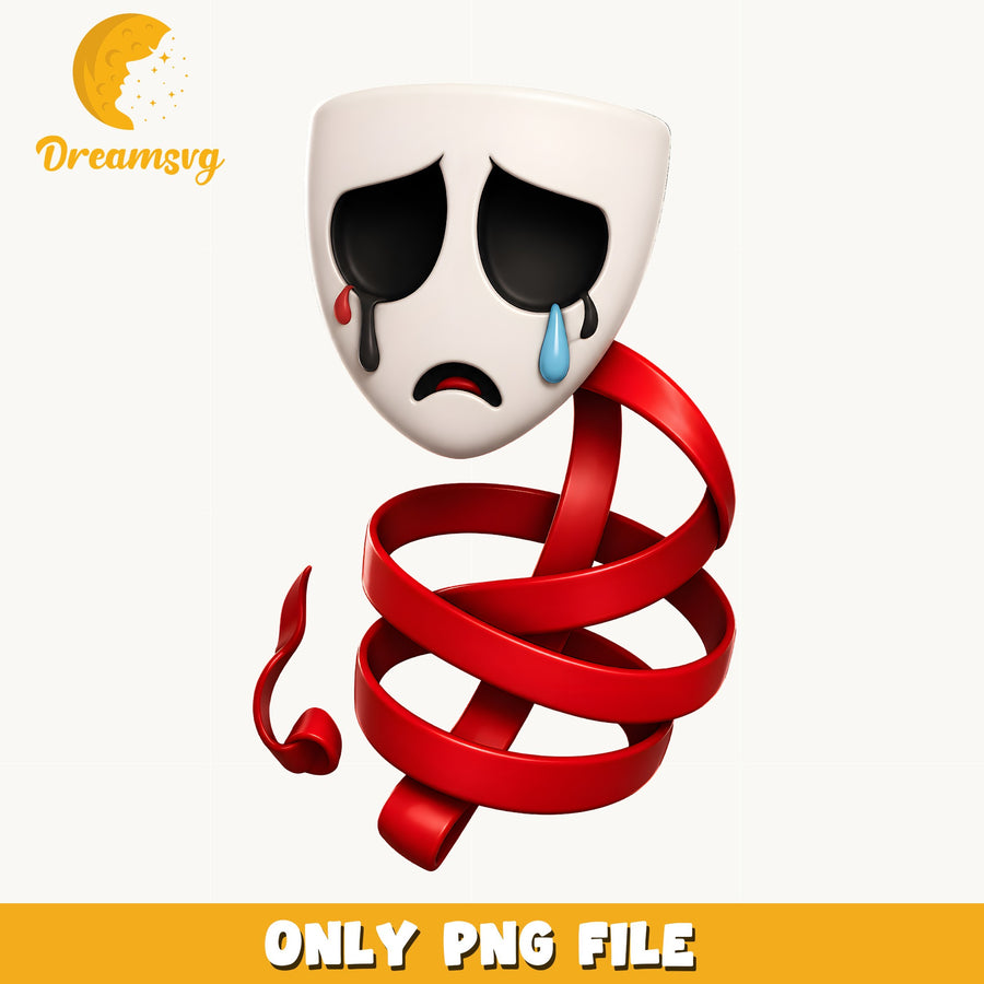 Crying Theater Mask PNG, Sad Drama Face Art, Spiral PNG