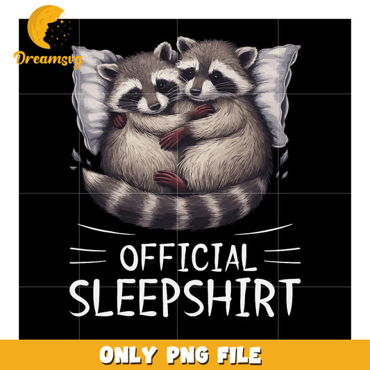 Cuddling Raccoons Sleep Shirt PNG Design