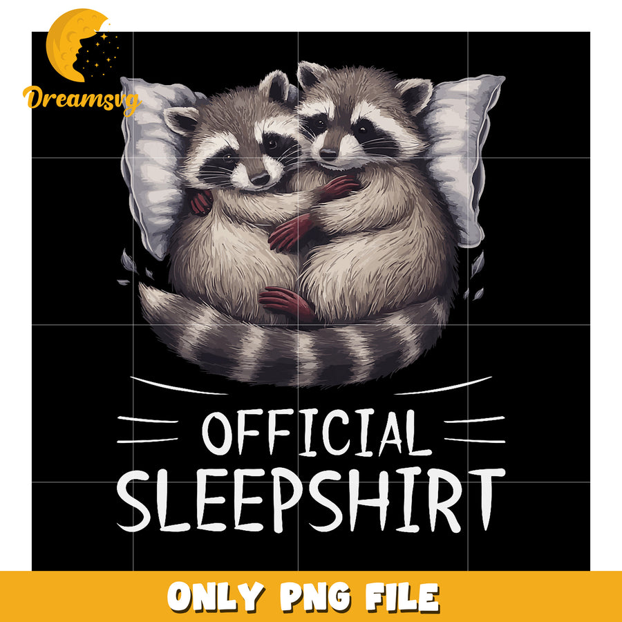 Cuddling Raccoons Sleep Shirt PNG Design