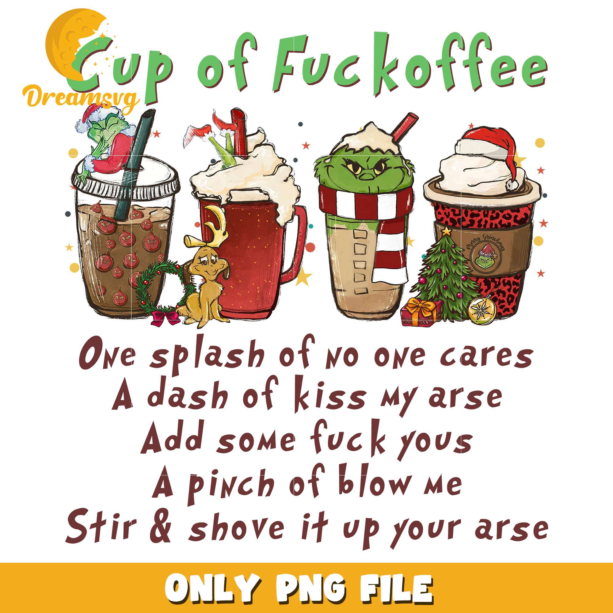 Cup of fuckoffee christmas png, christmas png, christmas png