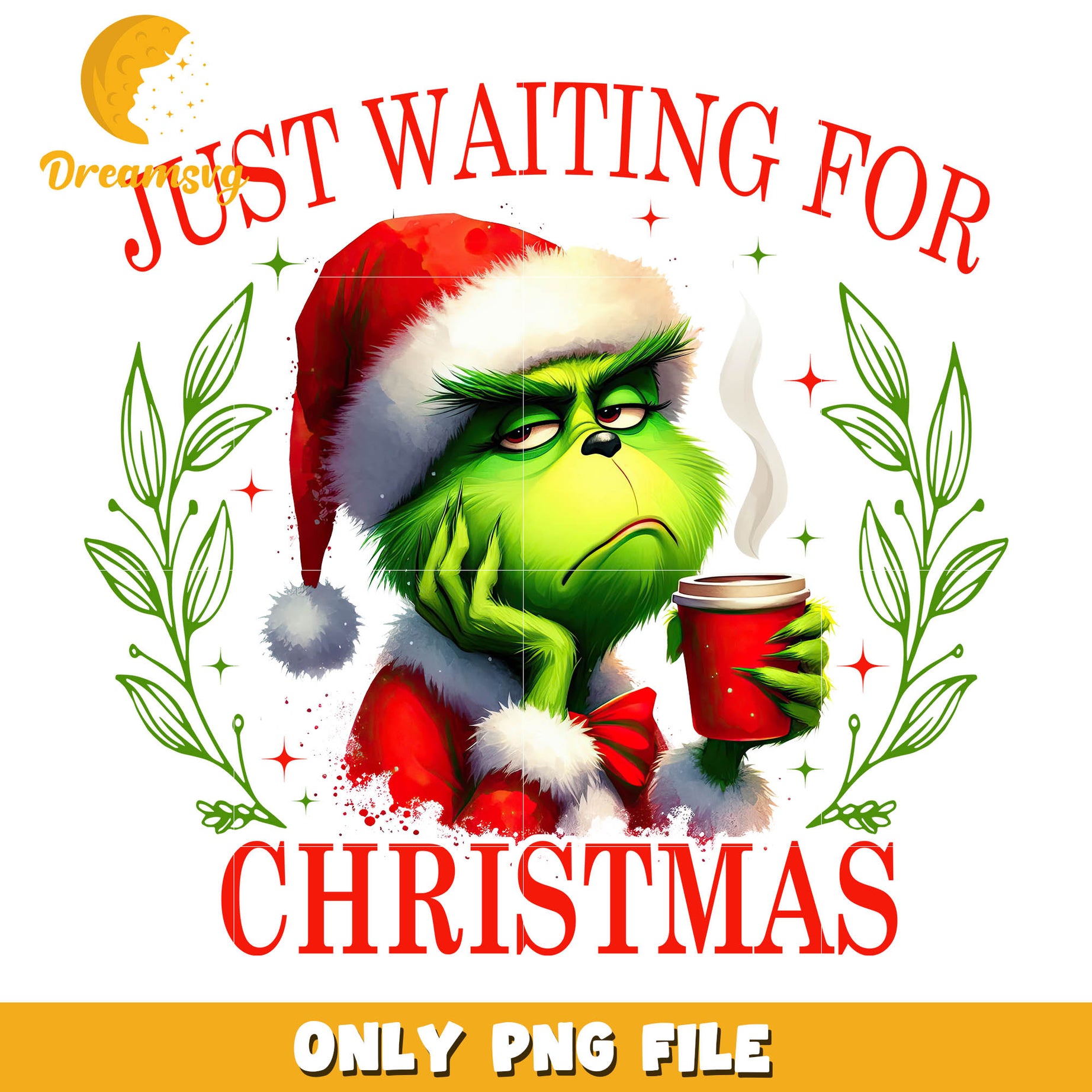 Cup grinch just waiting for christmas png, the grinch cup​​​ png