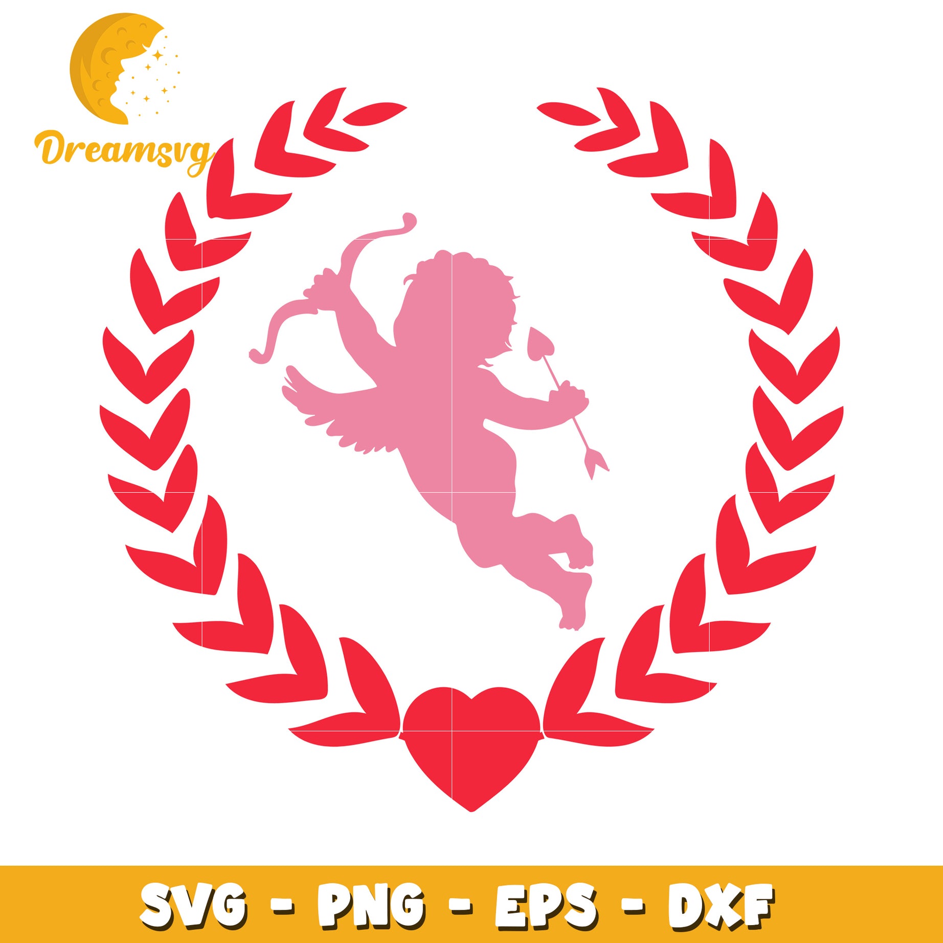 Cupid Heart Wreath SVG PNG EPS DXF