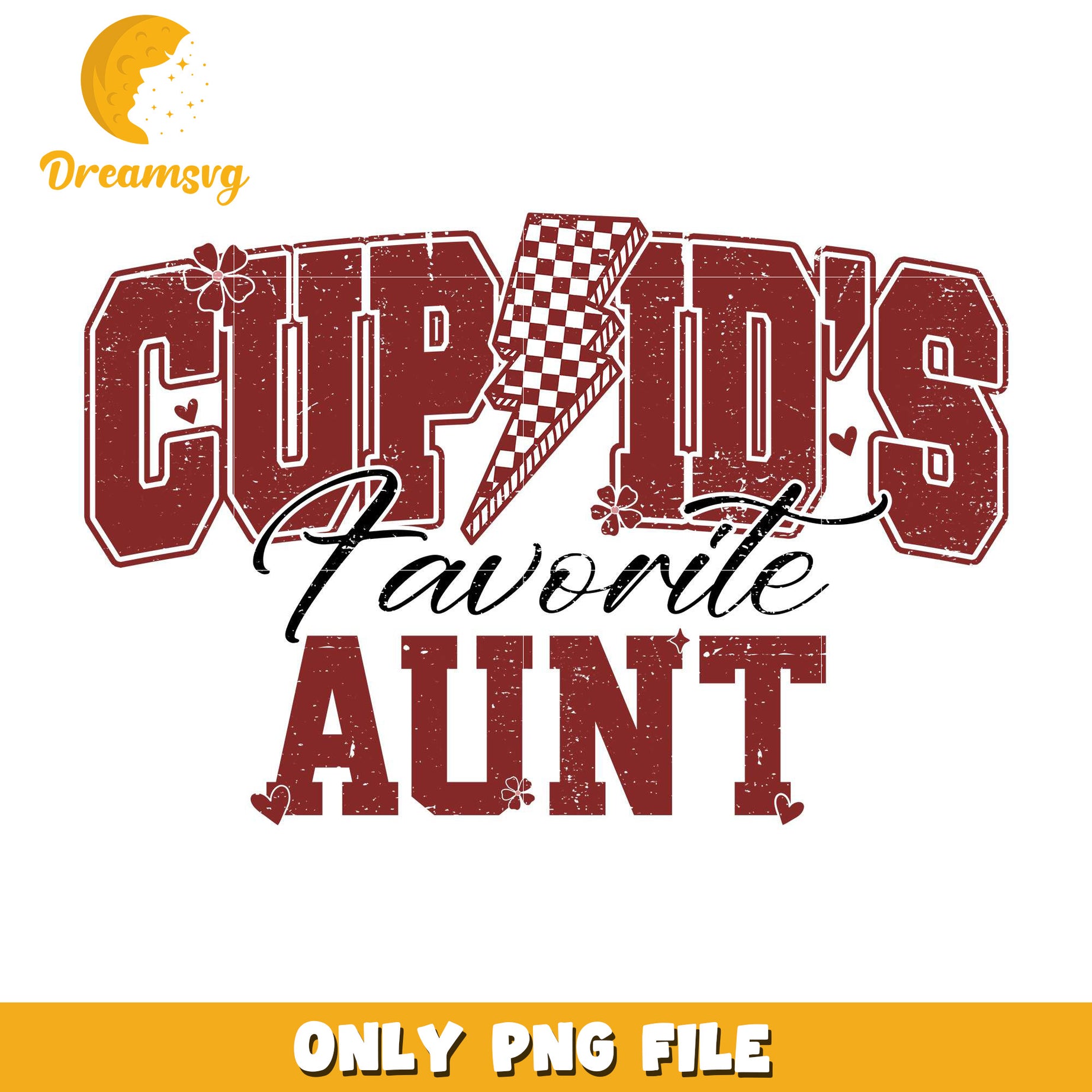 Cupid's favorite aunt valentine png, cupid png, lighting bolt png