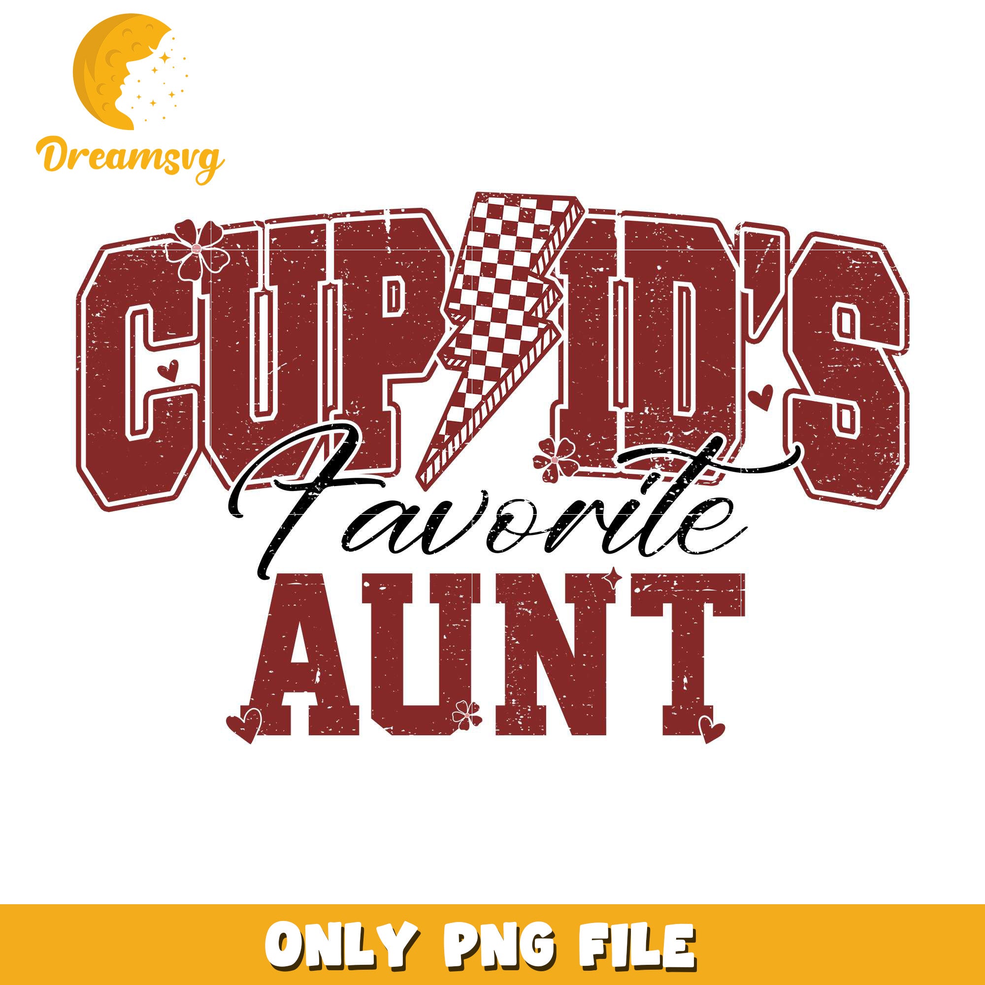 Cupid's favorite aunt valentine png, cupid png, lighting bolt png