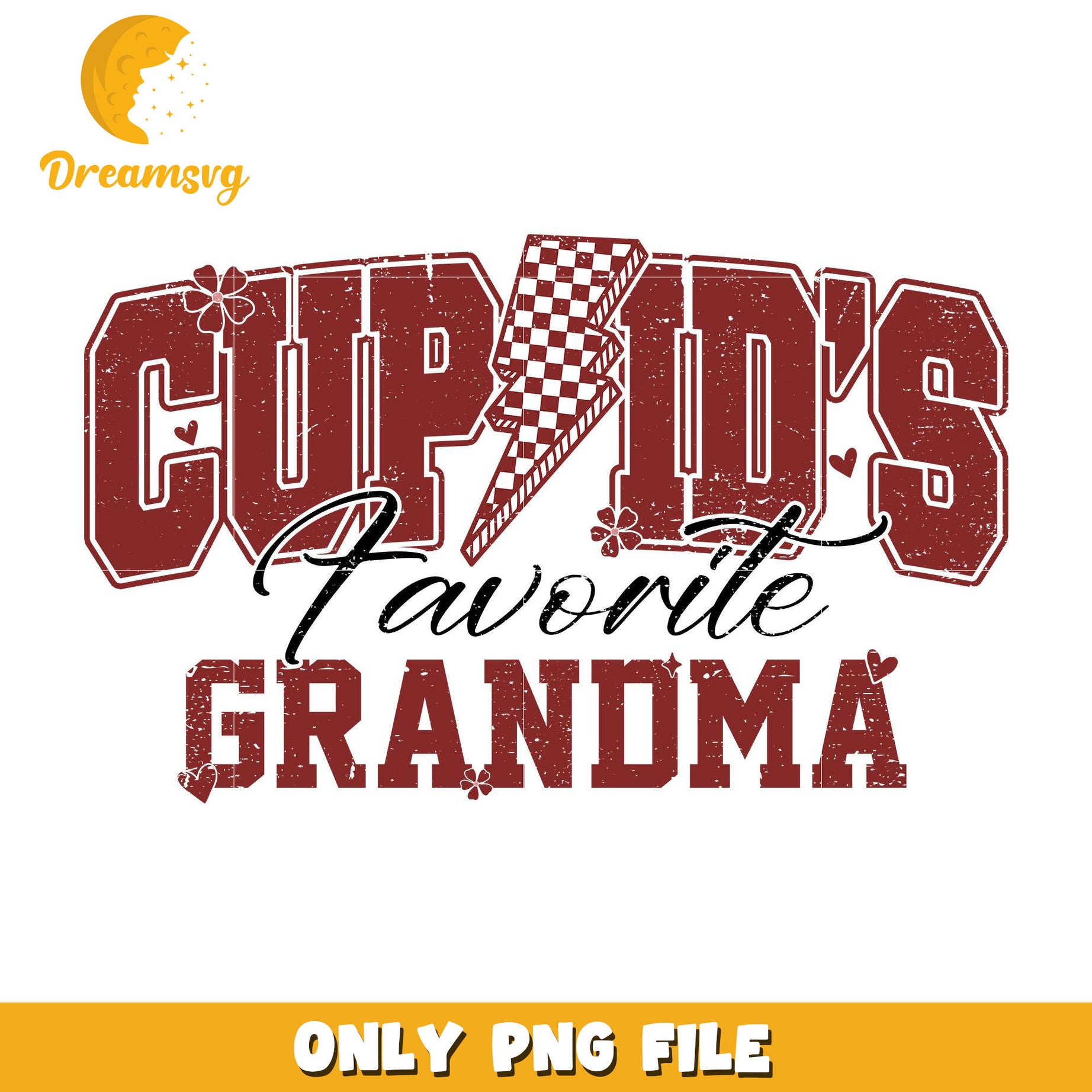 Cupid's favorite grandma valentine png, cupid png, lighting bolt png