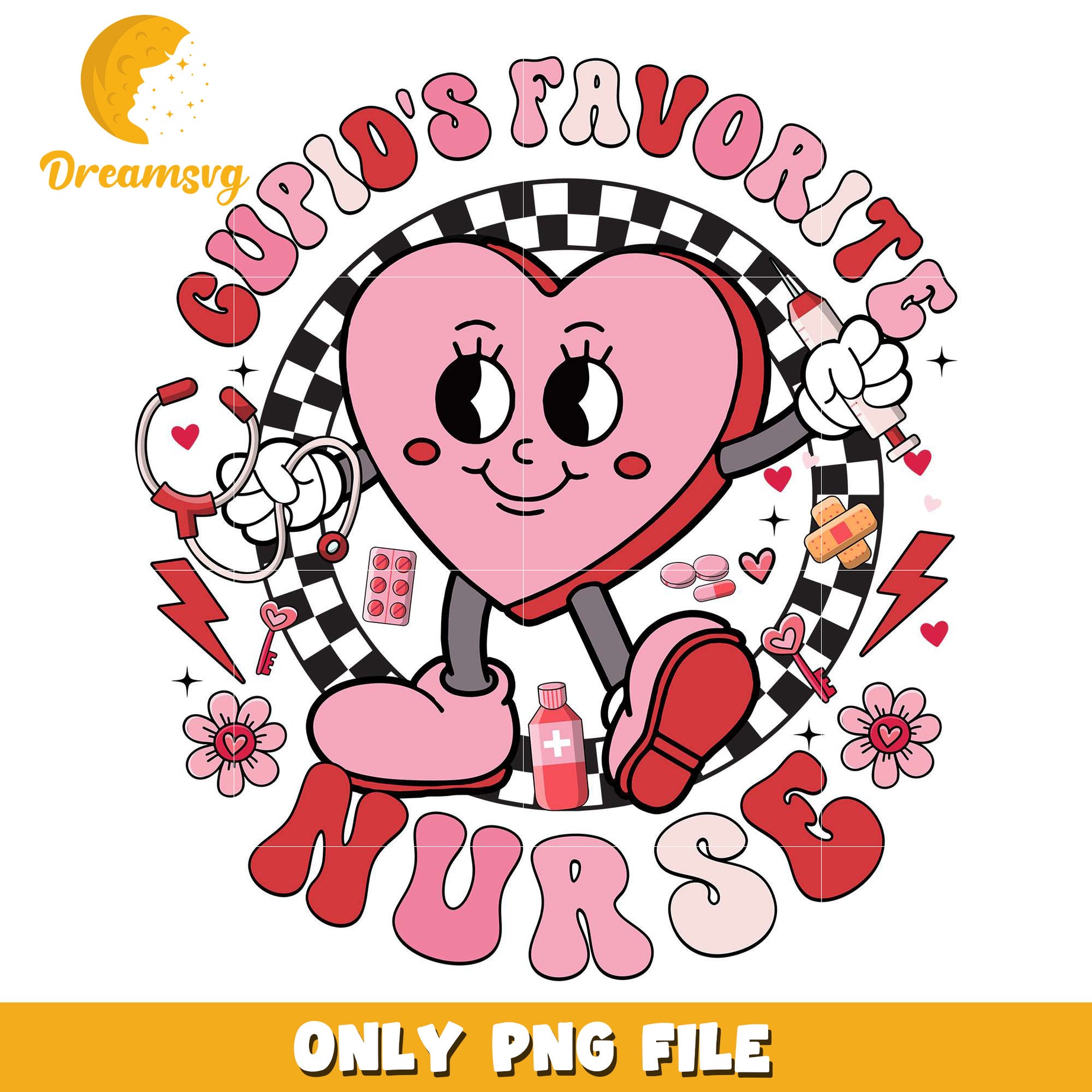 Cupids favorite nurse valentine png, heart shape png, Cupid png