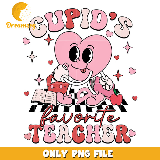 Cupids favorite teacher cute heart valentine png, heart png, Cupid png