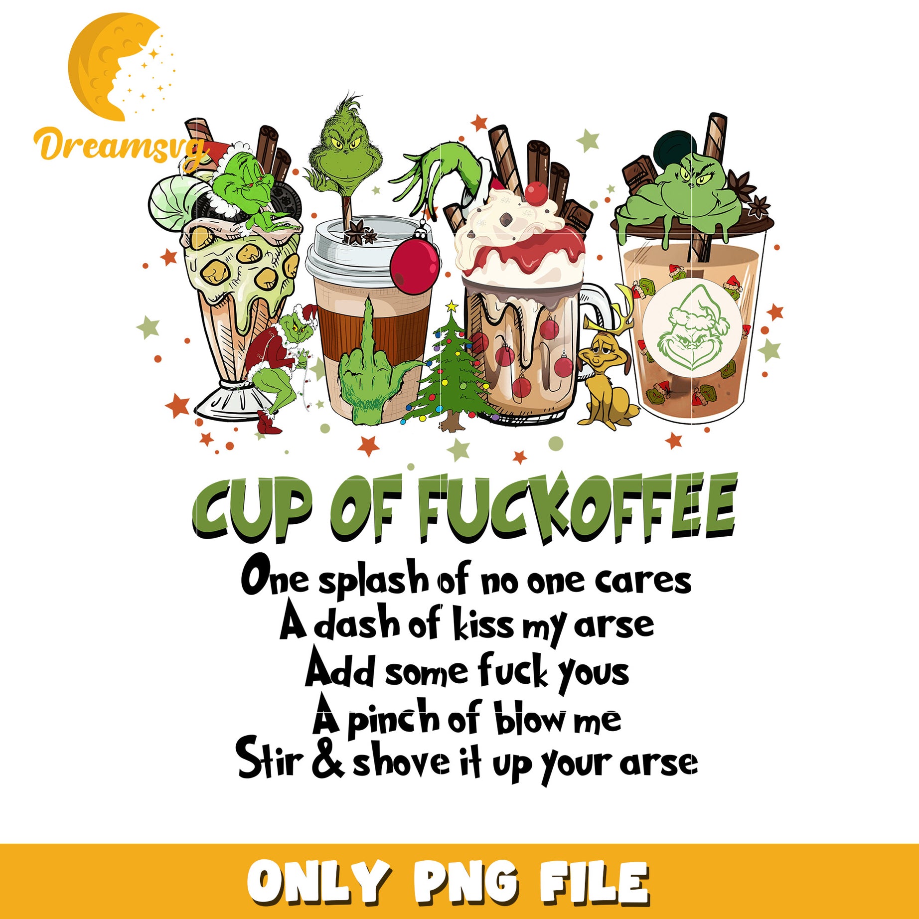 Cup of fuckoffee png,  grinch christmas tree​ png, the grinch 2 png