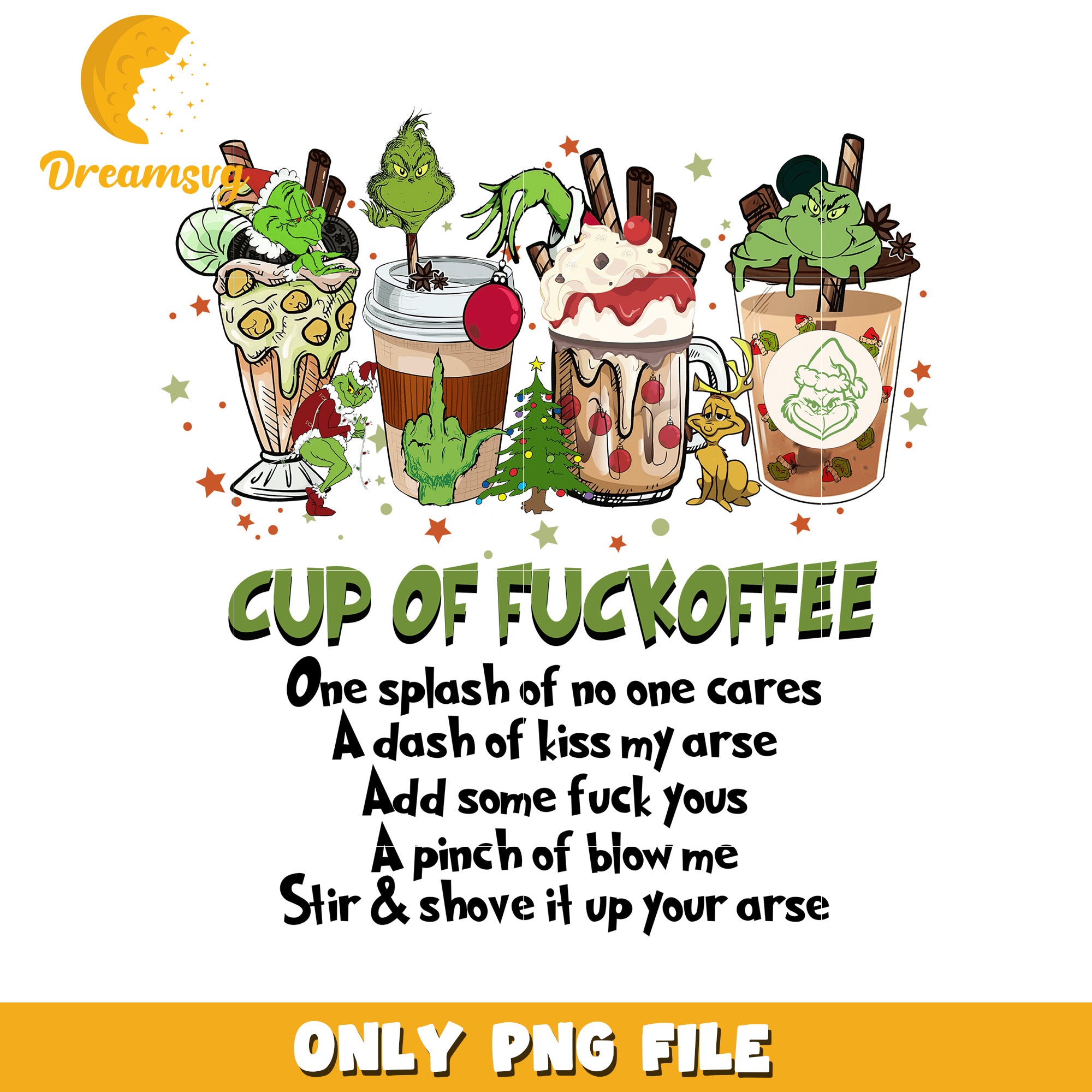 Cup of fuckoffee png,  grinch christmas tree​ png, the grinch 2 png