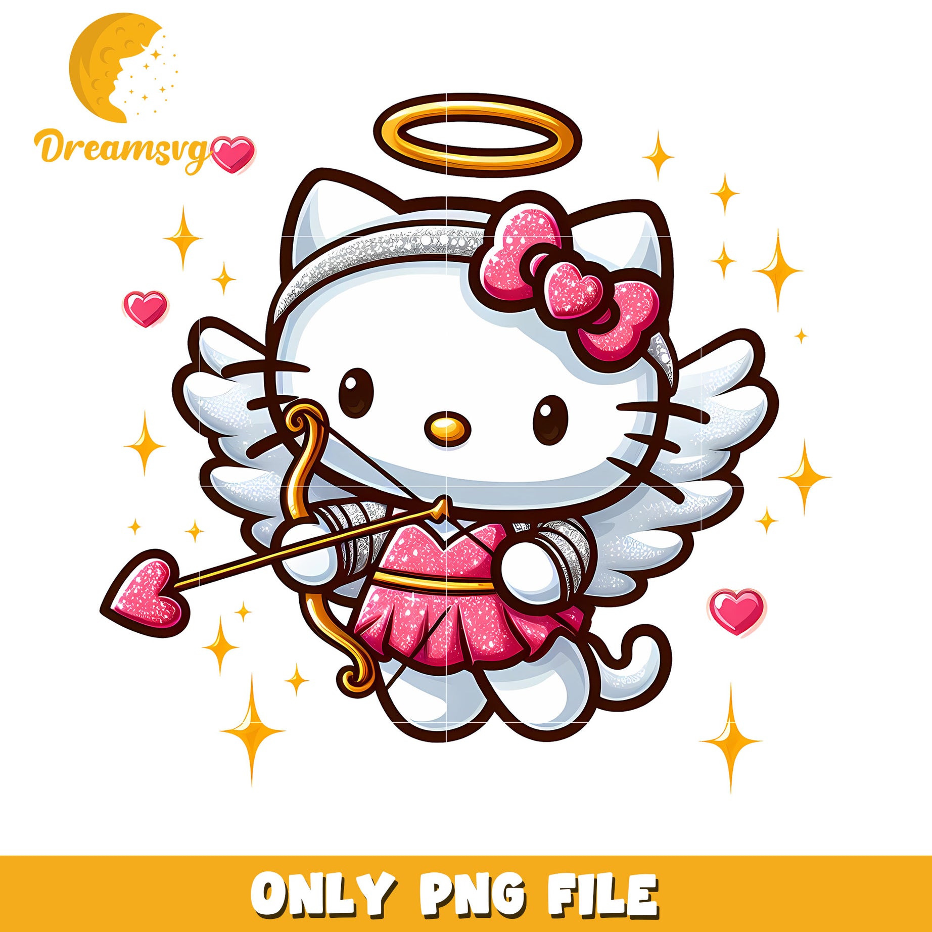 Cute Angel Kitty PNG Graphic for Crafting and Design Projects