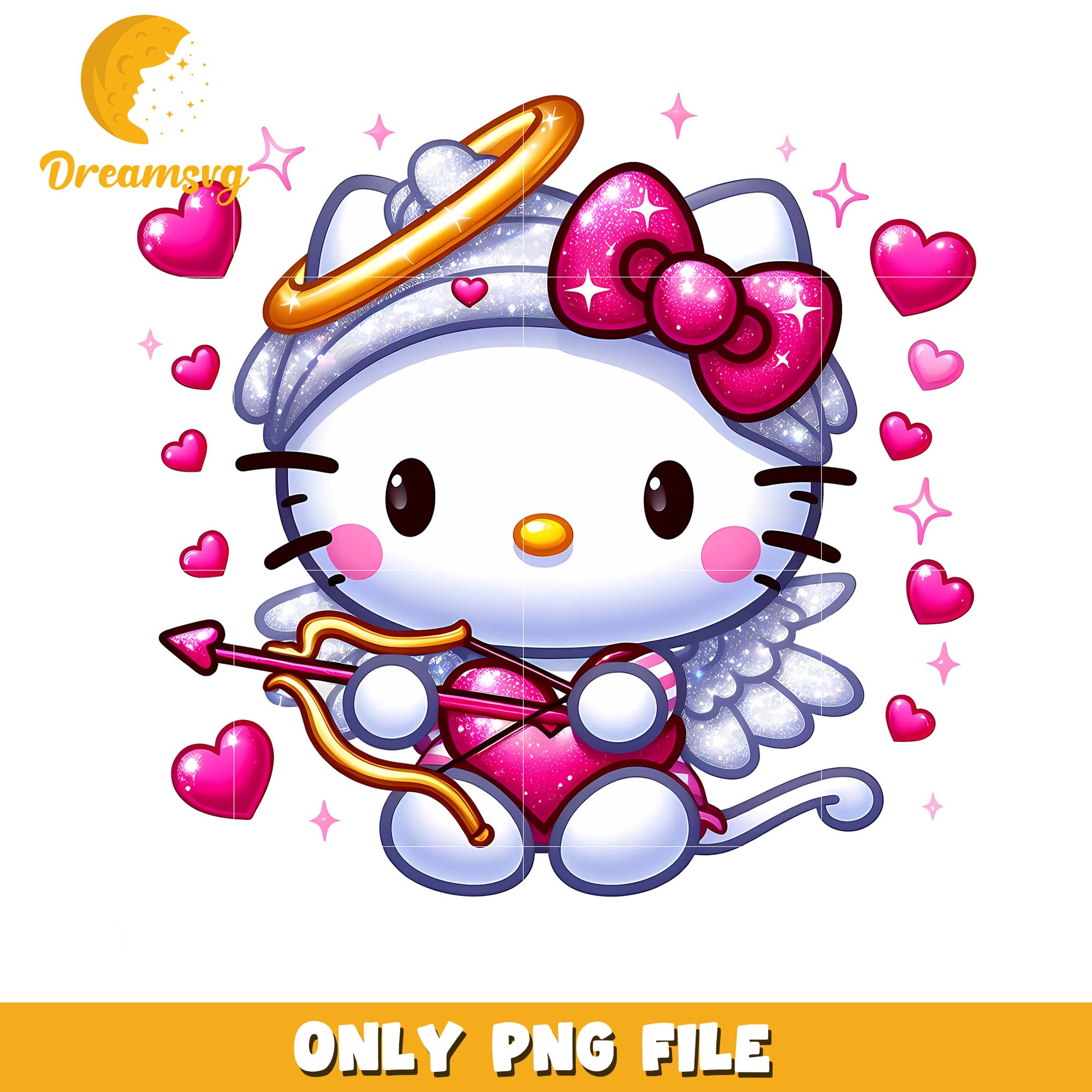 Cute Angelic Kitty with Hearts PNG Download for Fun Designs